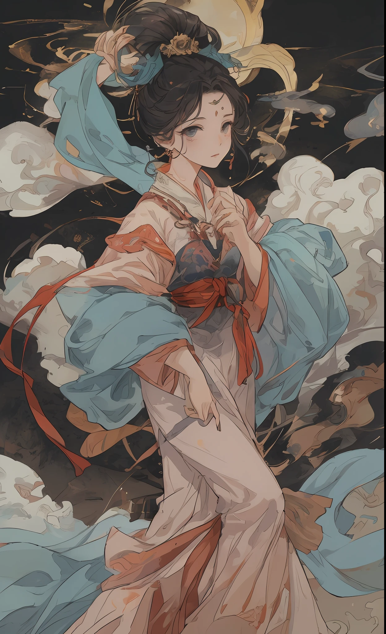 A girl, ancient Chinese costume, whole body, sunshine, clear face, clean white background, masterpiece, super detail, epic composition, ultra HD, high quality, extremely detailed, official art, uniform 8k wallpaper, super detail, 32k