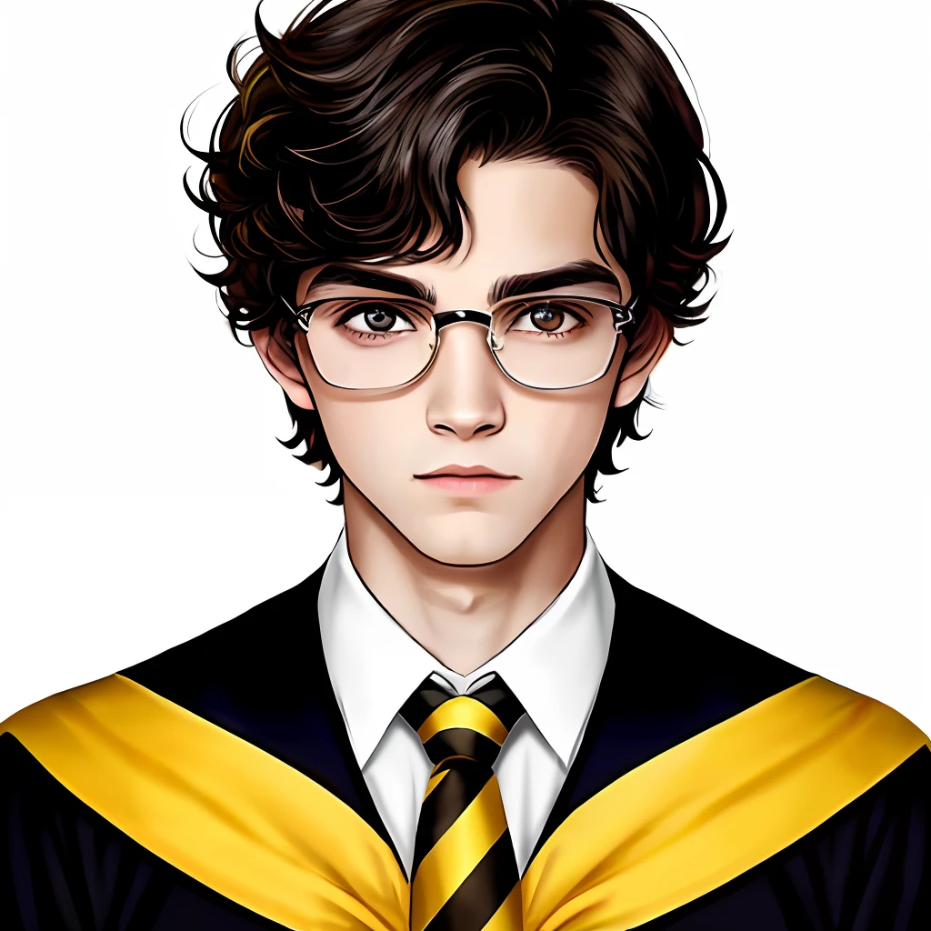 The Hufflepuff boy held a wand，Handsome face，True image shaping，The Hufflepuff House character is made to be real