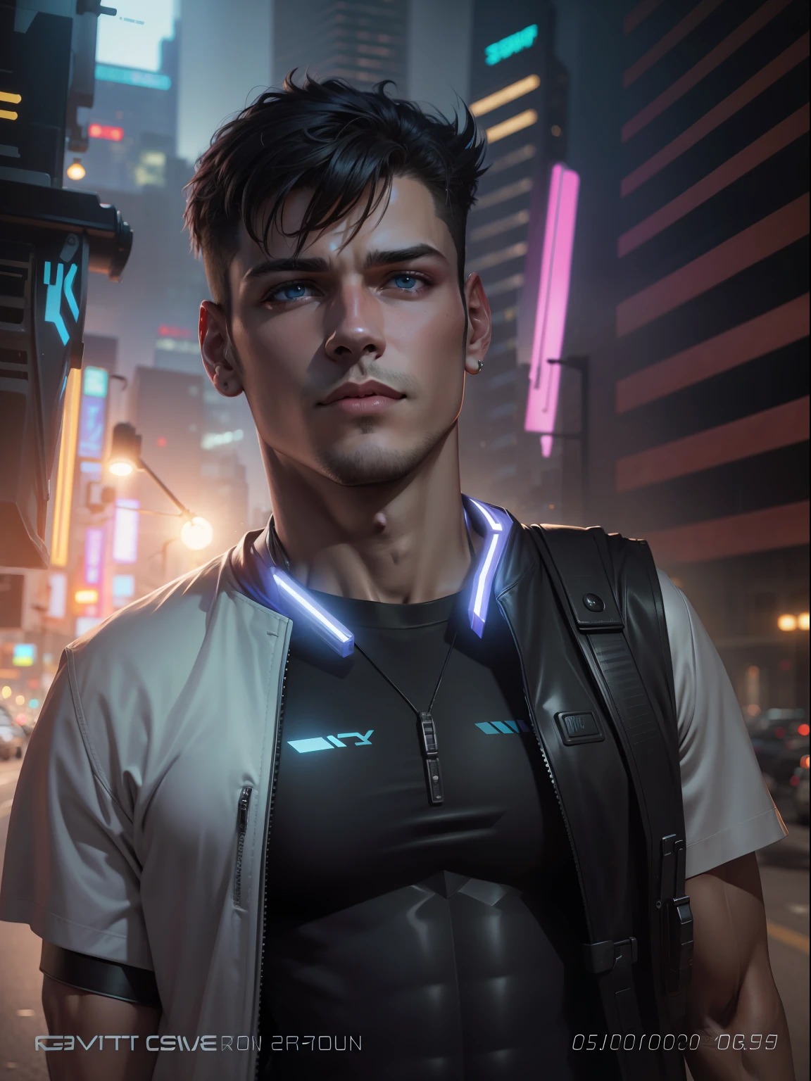 Cyberpunk handsome boy ultra realistic with cat, 16k, soft lights, with car