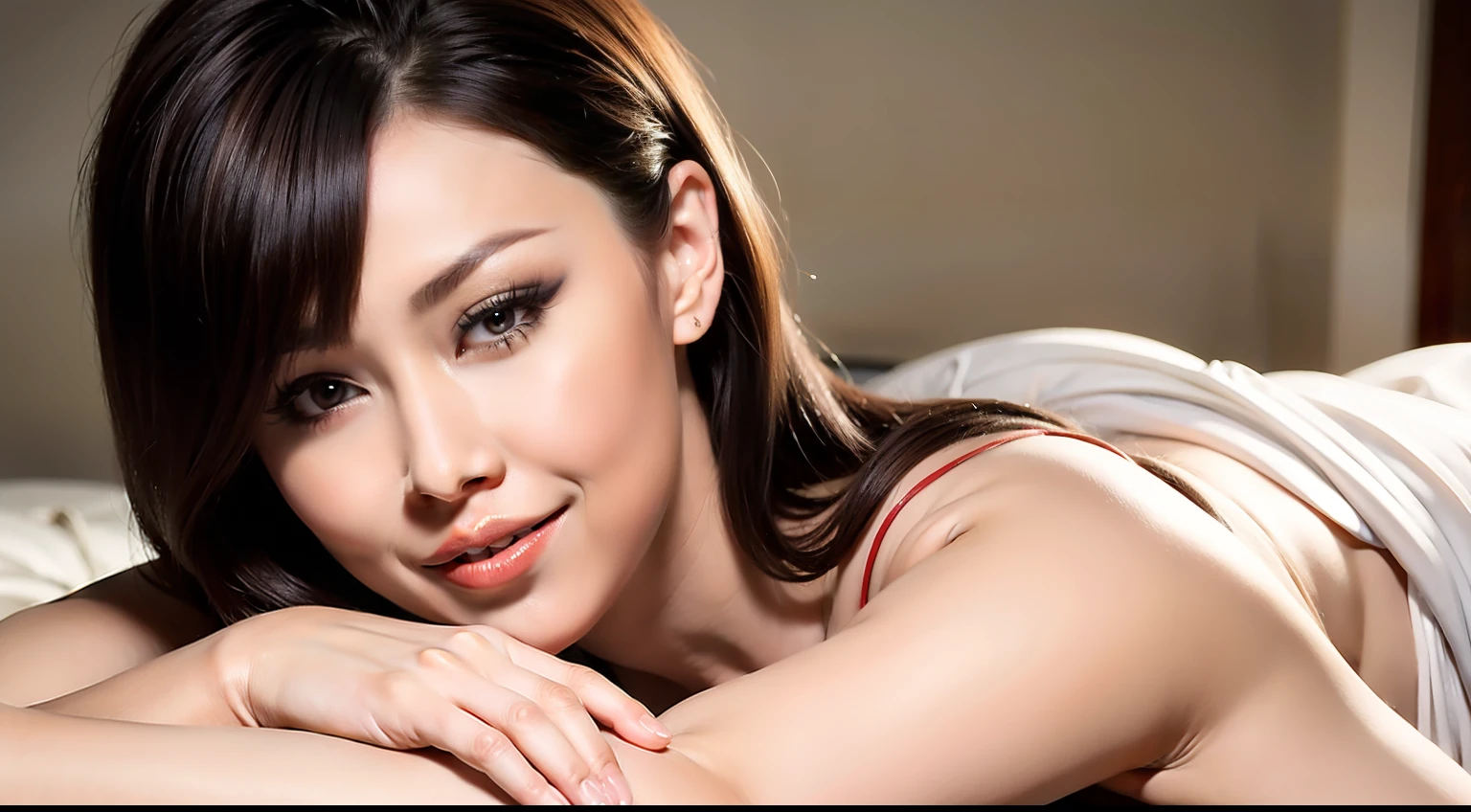 Fashion model 20 years old [[[[closeup cleavage]]]], [[[[boobgasm]]]], [[[[coll]]]], [[[[bshoulders]]]], perfect  eyes, Perfect iris，Perfect lips，perfect teeth，Perfect skin，Long face，slender nose，Soft front light，hdr，Movie girl，Casual，long whitr hair，Long hair with a shawl，Long hair like a waterfall，Bedroom in the background,get down on the bed，（pastel colour：1.2）
