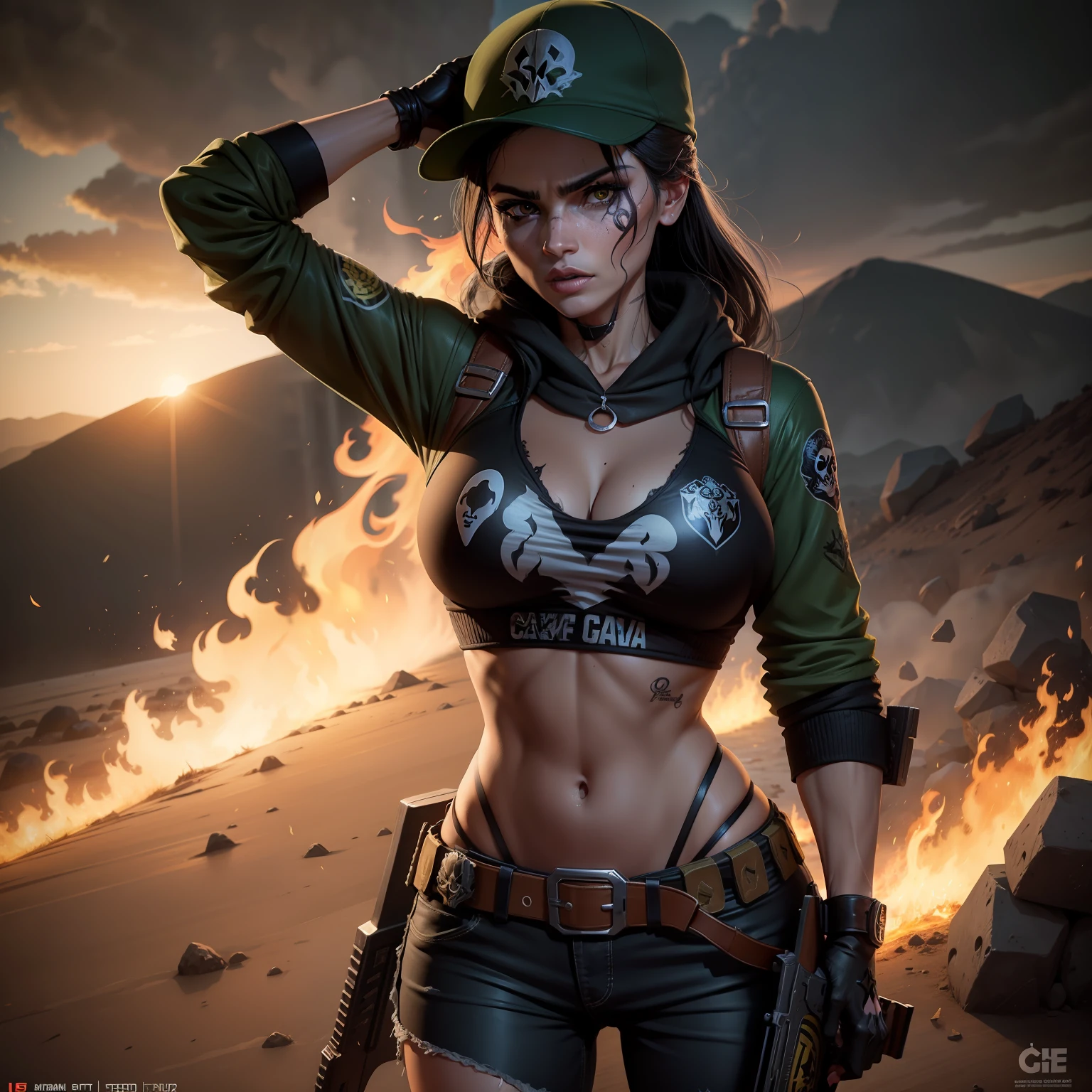 Caveira guerreira fogo