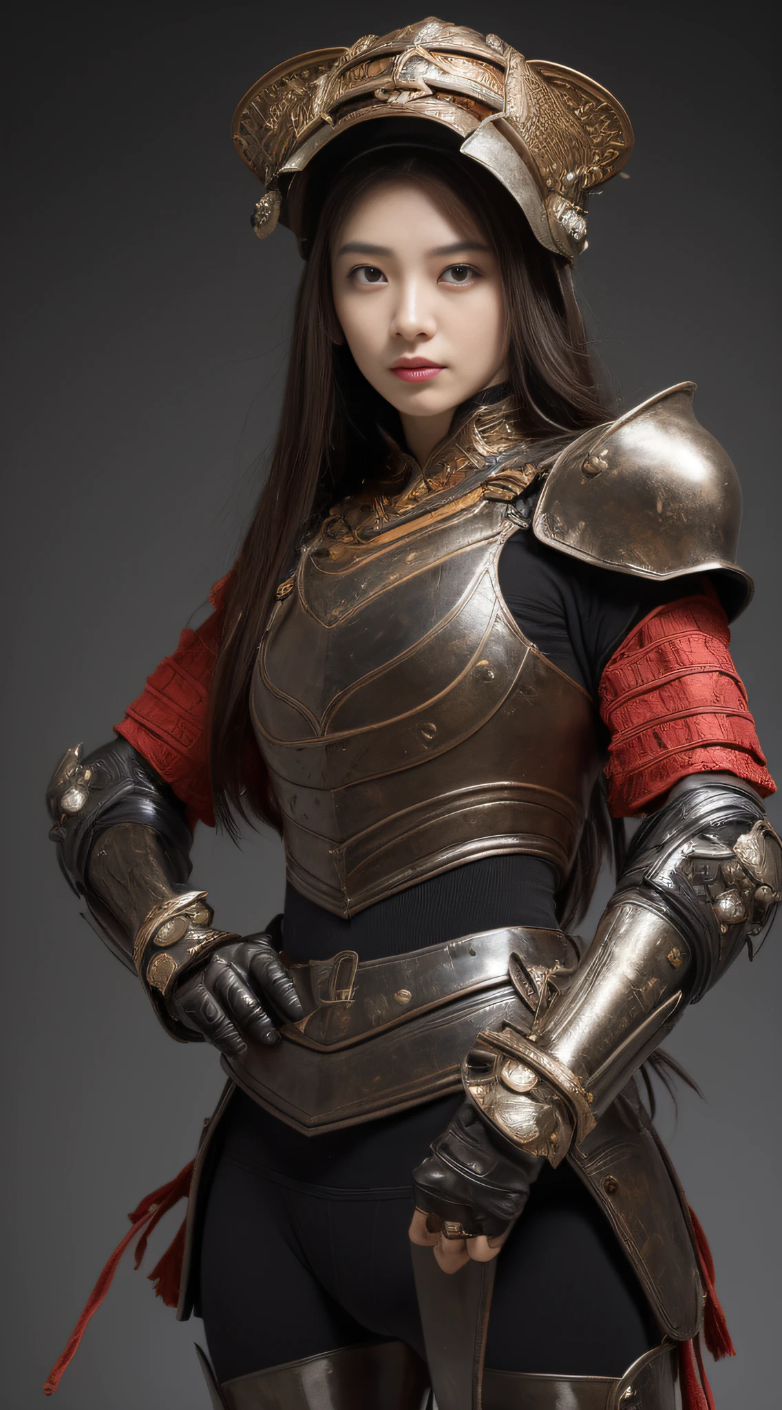 (8k high quality masterpiece, sexy female G cup 1 person: 1.3, black perspective: 1.1, super detailed face, double eyelids, transparent underwear, stroking chest, open legs), wearing helmet, cosplay, high leg, samurai, armor, armor, sword, Japan helmet,