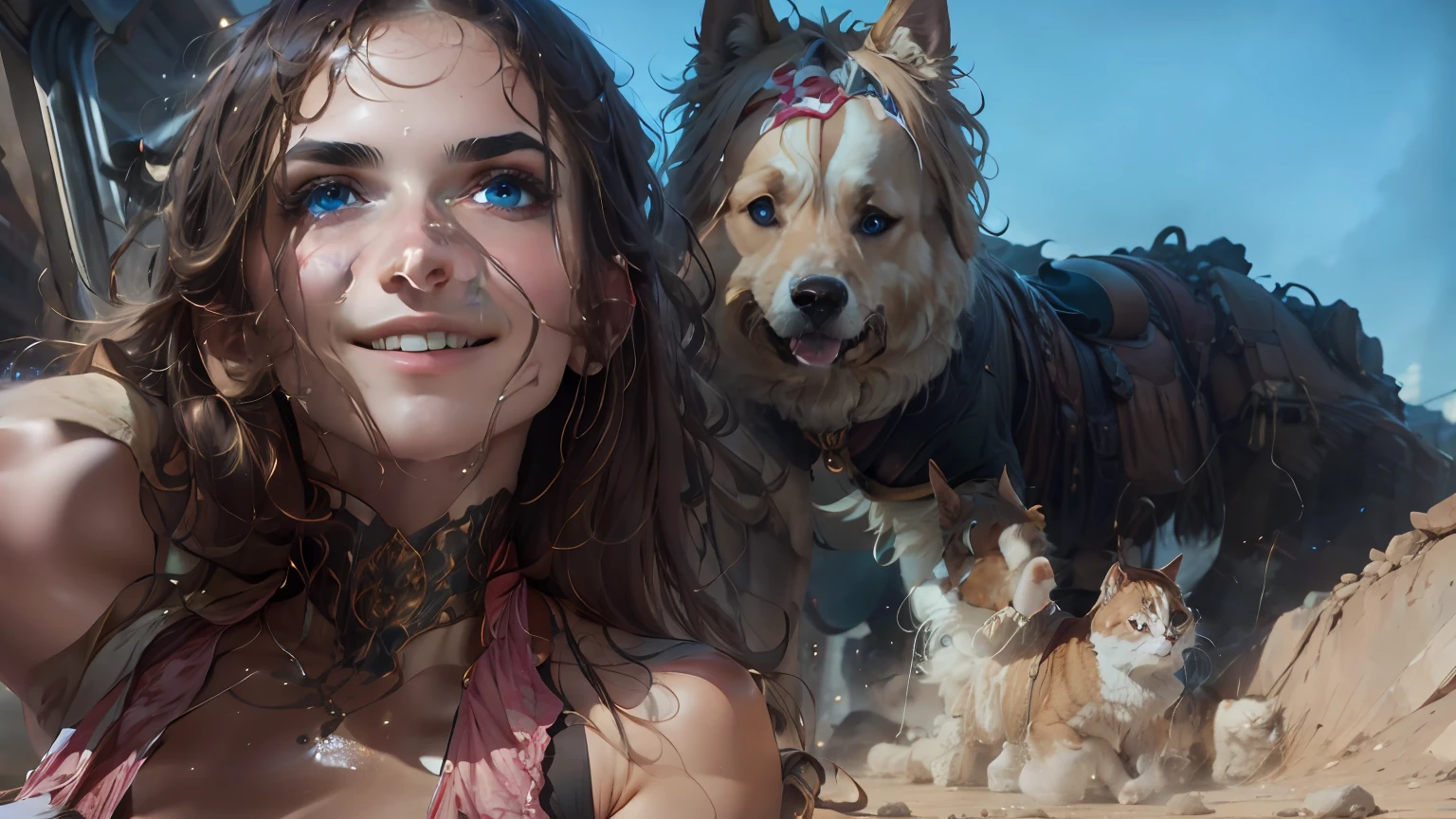 intricate details,((cinematic light)),
1girl play with pets on the street,
BREAK
Nova,solo,a \(girl\) with white t-shirt,
BREAK
pets \(cat|dog\),