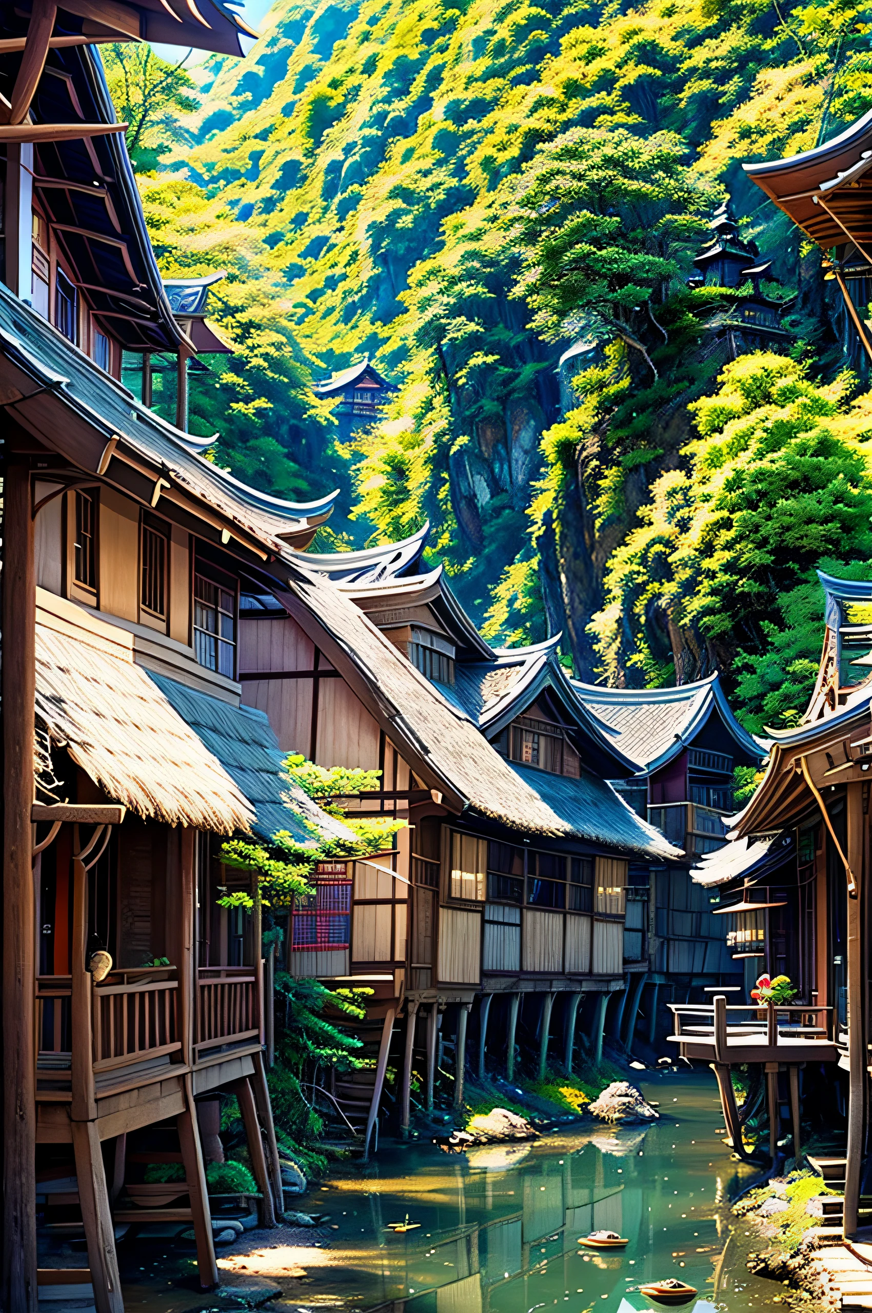 A magical little Asian village, uma menina elfa