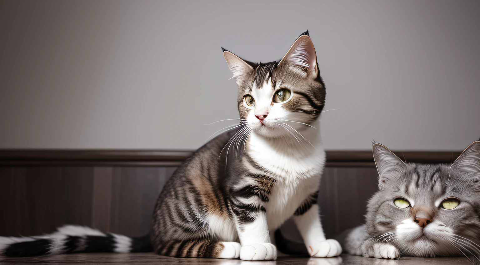 absolutely resolution,masutepiece,Best Quality,Extreme details, Ultra-detailed,Thinking cat,intergalactic,photograph,Realistic,digital,AI, Looking At Other,