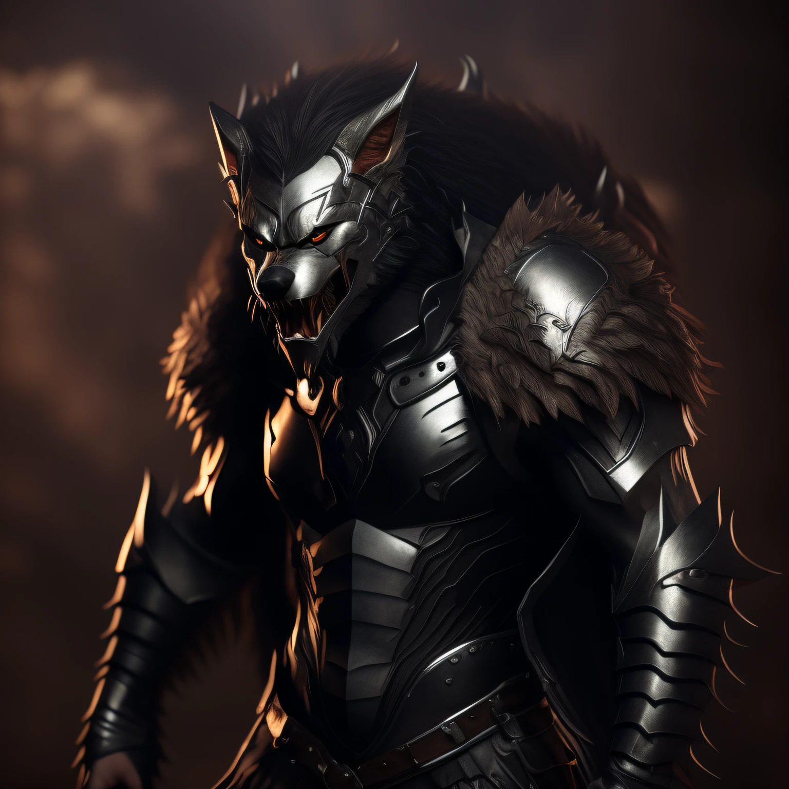 werewolf, ultra realistic, redhead, full body view, 4k, bleed, silver armor, breastplate, wolf ears