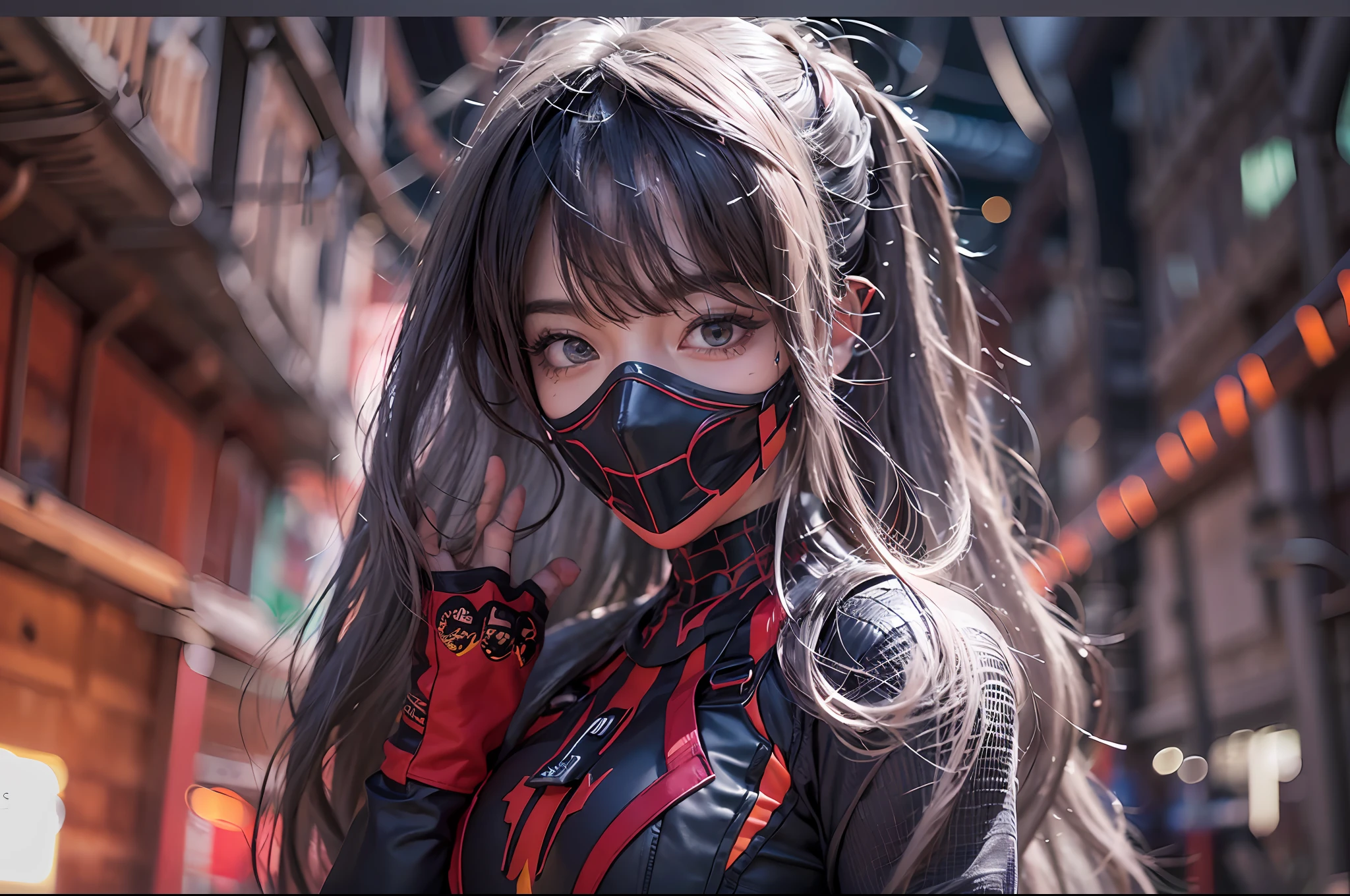 (1girl:1.3), solo, (((extremely detailed face))),(((extremely detailed eyes and face))),beautiful detailed eyes,body-parts__, official art, unified 8k wallpaper, super detailed, beautiful and aesthetic, beautiful, masterpiece, best quality, raw, masterpiece, super fine photo, best quality, super high resolution, photorealistic realism, sunlight, full body portrait, amazing beauty,, dynamic pose, delicate face, vibrant eyes, (from the front), she is wearing a Spider-man suit, red and black color scheme, spider, very detailed abandoned warehouse background, Detailed face, detailed complex busy background, messy, gorgeous, milky white, highly detailed skin, realistic skin details, visible pores, sharp focus, volumetric fog, 8k uhd, DSLR, high quality, film grain, fair skin, photo realism, lomography, huge metropolis in future dystopia, seen from below, translucent