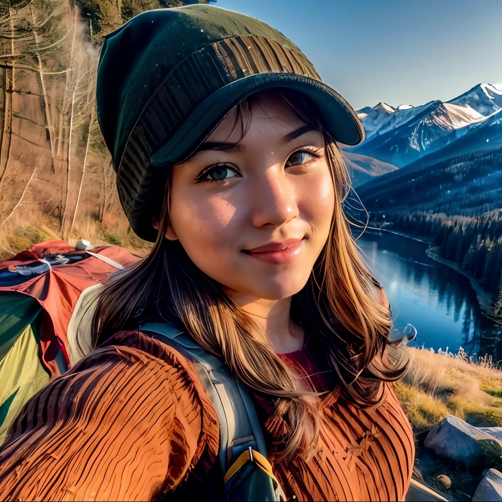 VeronicaCipher ((upper body selfie, happy)), masterpiece, best quality, ultra-detailed, solo, outdoors, (night), mountains, nature, (stars, moon) cheerful, happy, backpack, sleeping bag, camping stove, water bottle, mountain boots, gloves, sweater, hat, flashlight, forest, rocks, river, wood, smoke, shadows, contrast, clear sky, analog style (look at viewer:1.2) (skin texture) (film grain:1.3), (warm hue, warm tone) :1.2), close up, cinematic light, sidelighting, ultra high res, best shadow, RAW, upper body, , wearing pullover
kodak vision 3,