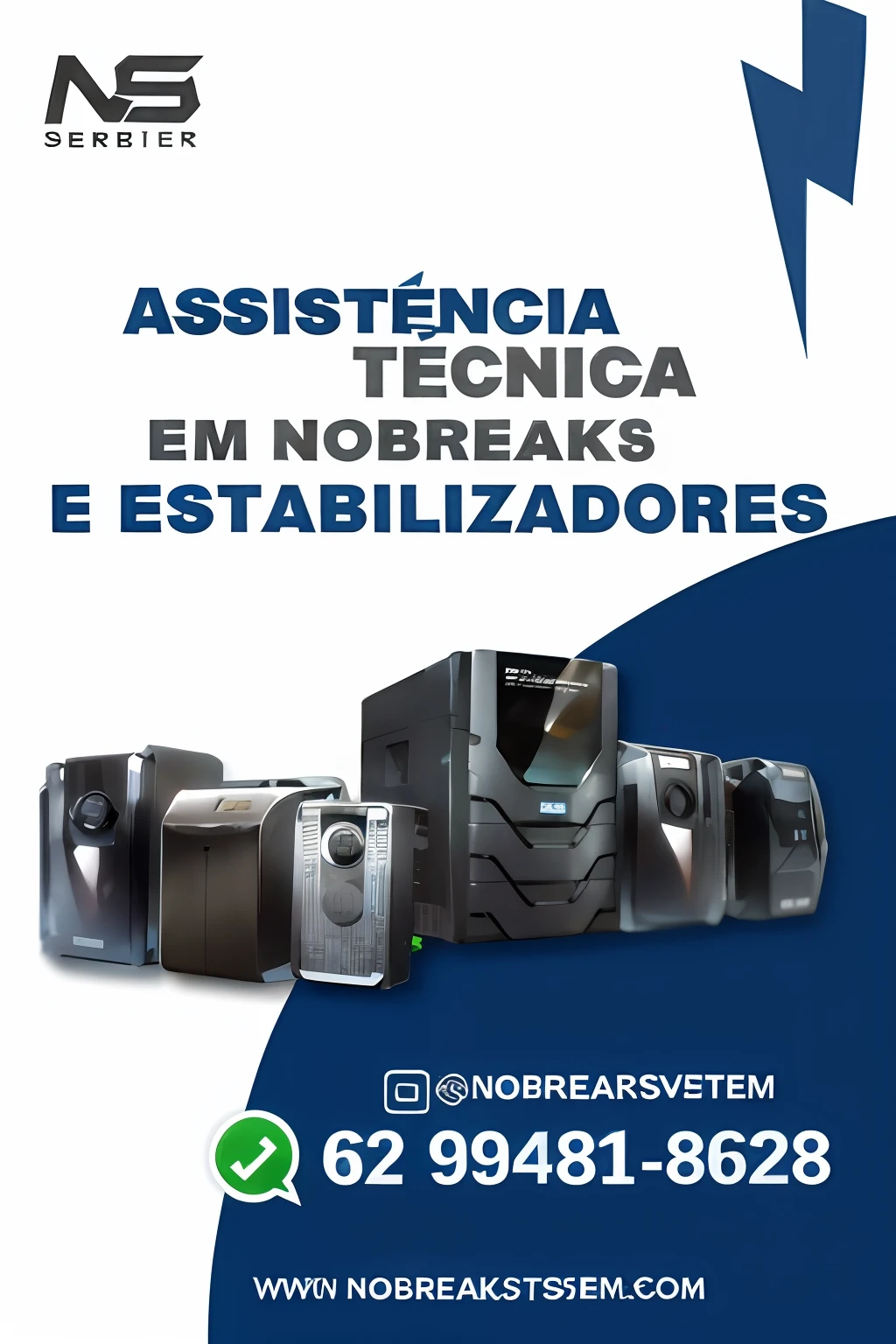 a poster advertising a service for household appliances, UPS and stabilizers; , Nostlagia, technological, sem energia, adreas rocha, profissional, instagram, Brasil, imagem oficial do produto, @ Cronobreak no Twitter. com, neotribal, sem estipe, Carregado, Nekro, São Paulo, technical, cronobreaker