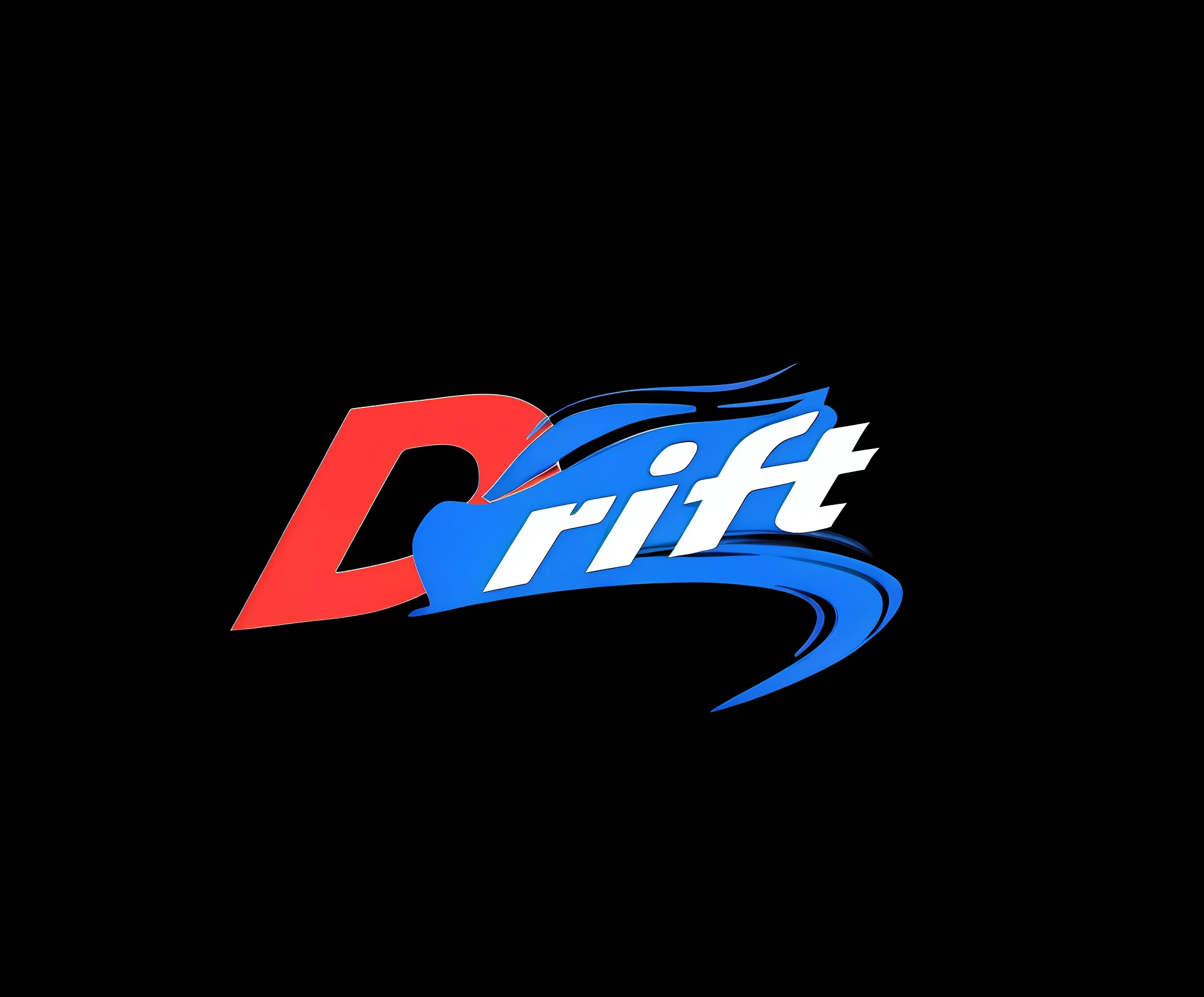Logo on black background with red and blue logo，Wide degrees of freedom, japanese drift car