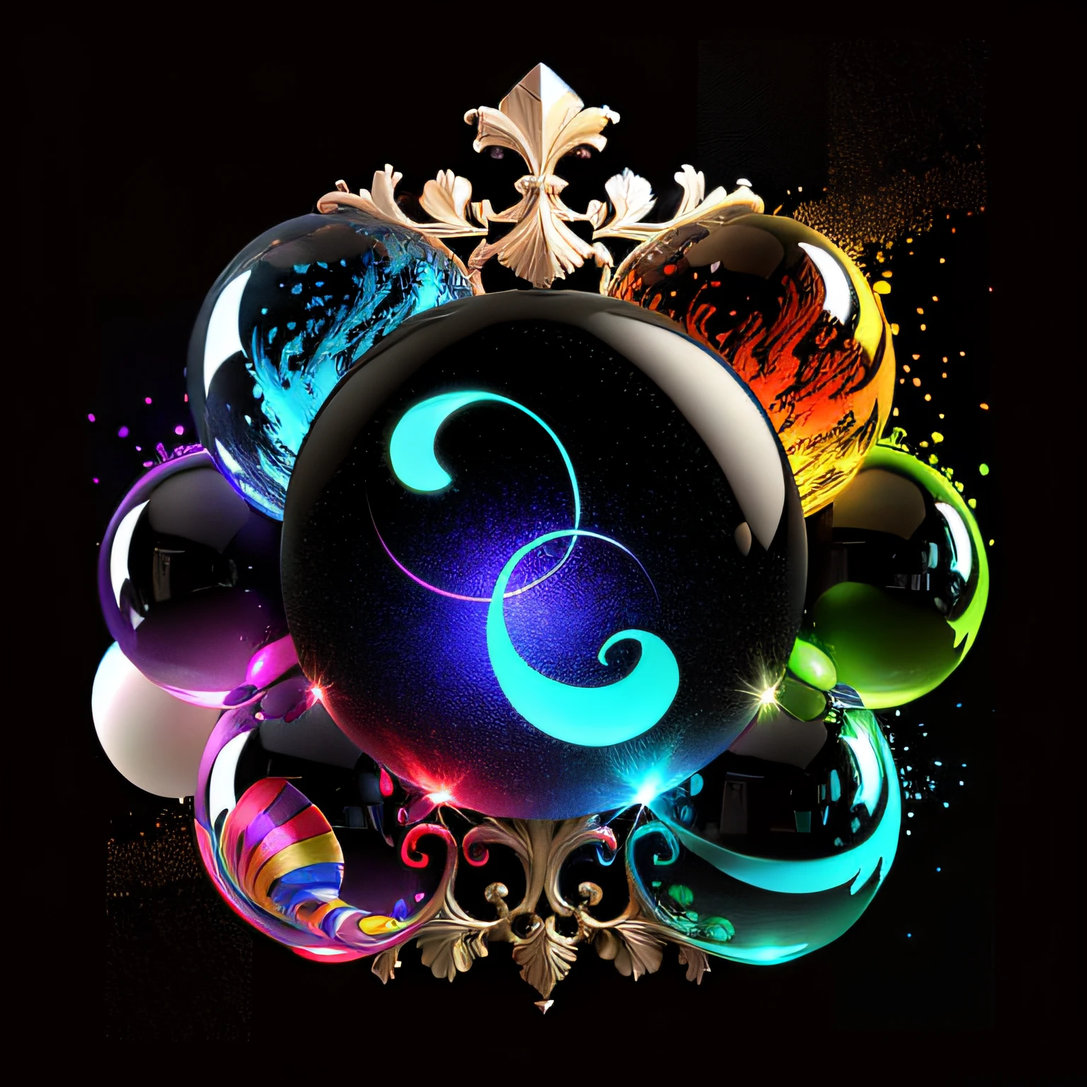 fantasia, 3D, Letra V, cores vivas e coloridas, Globos