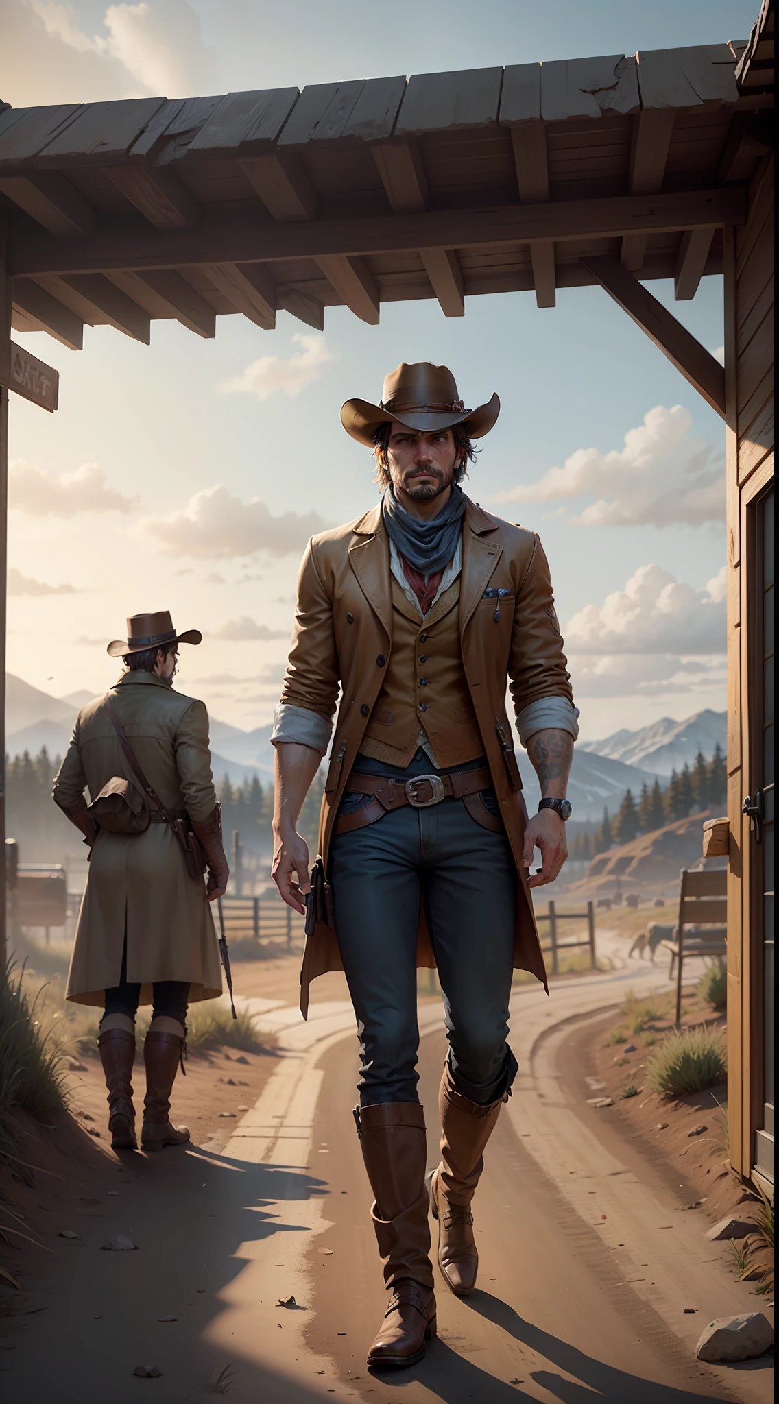Sure! Here's the prompt from the game "Red Dead Redemption 2" in a concise manner:

Follow the journey of Arthur Morgan, a loyal member of the Van der Linde gang, as he struggles through the Wild West of America. Describe his moral journey, facing tough choices between gang loyalty and understanding the true meaning of freedom. How does he endure amidst conflicts and lead a challenging life in the breathtaking open-world setting, surrounded by beautiful landscapes and wildlife?