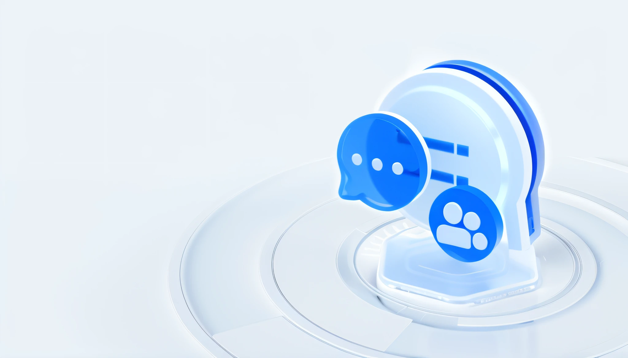 There is a blue-and-white object,There is a face on it, advertisement picture, trending on cgtalk, video, product introduction photos, iconography background, author:Julian Allen, endless collaboration with ai, high quality topical render, high quality image”, slideshow, 3D illustration, 3 D 插图, wide image, pictogram, medium close up shot, messages, image
