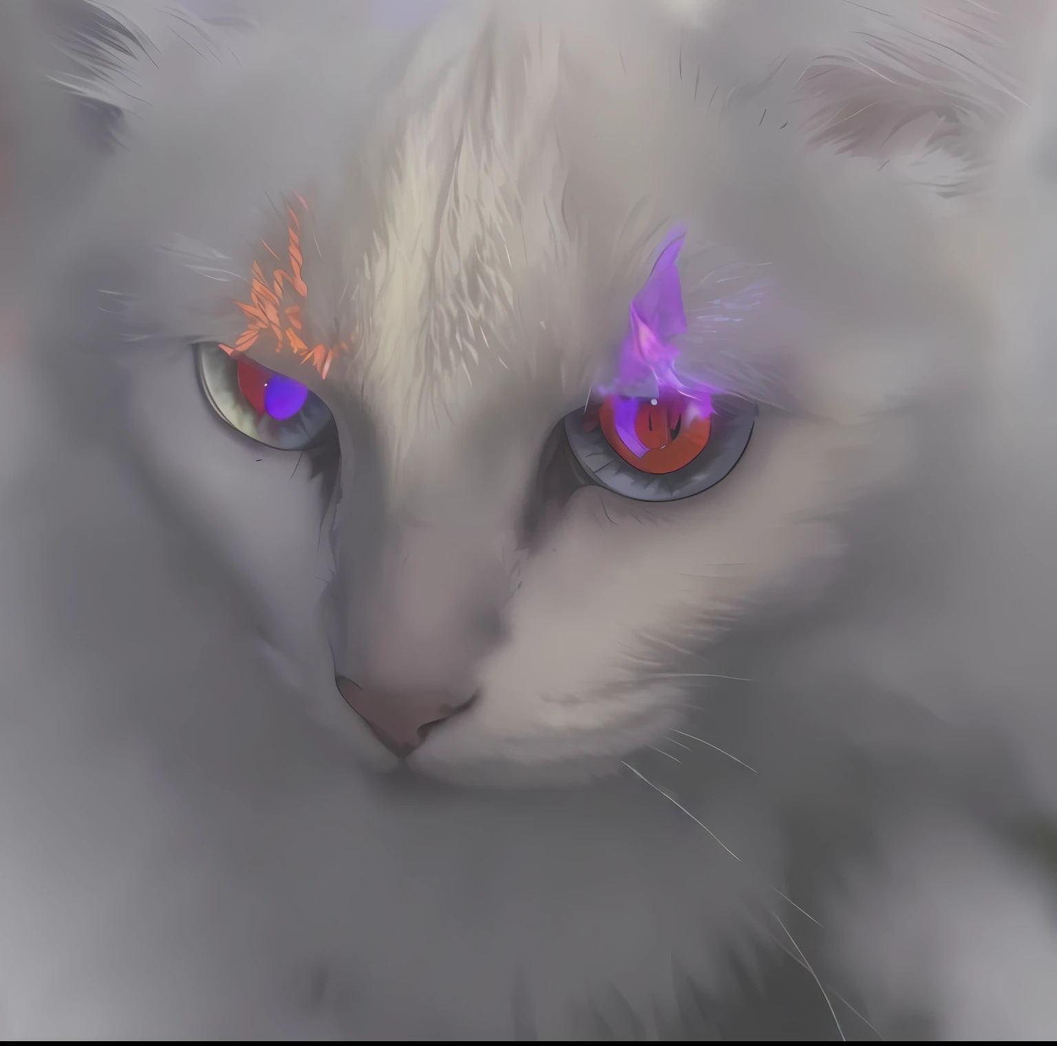With one cat,Bright eye color,There is a butterfly on the forehead, with glowing red eyes, with red glowing eyes, with glowing yellow eyes, with glowing purple eyes, with glowing eyes, demon cat, white glowing eyes, cat - like scarlet eyes, red eyes glowing, metal and glowing eyes, Glowing red eyes, beautiful white glowing eyes, magical glowing eyes