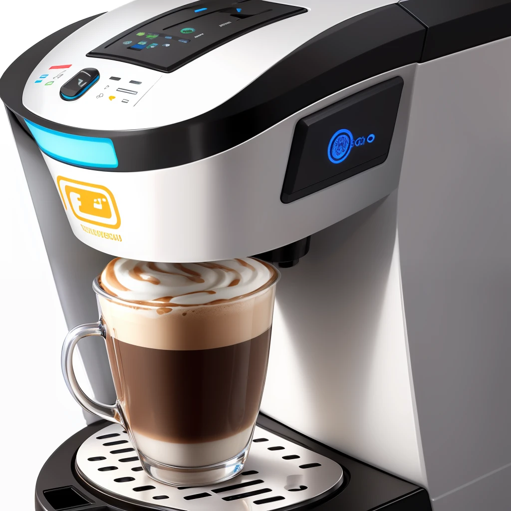close-up futuristic plastic and metallic Cappuccino machine