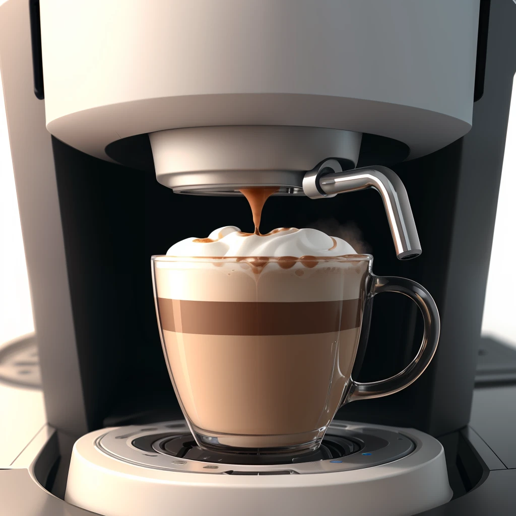 close-up futuristic plastic and metallic Cappuccino machine