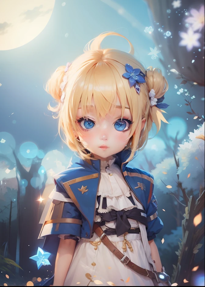 cute little anime girl, blonde hair, blue eyes