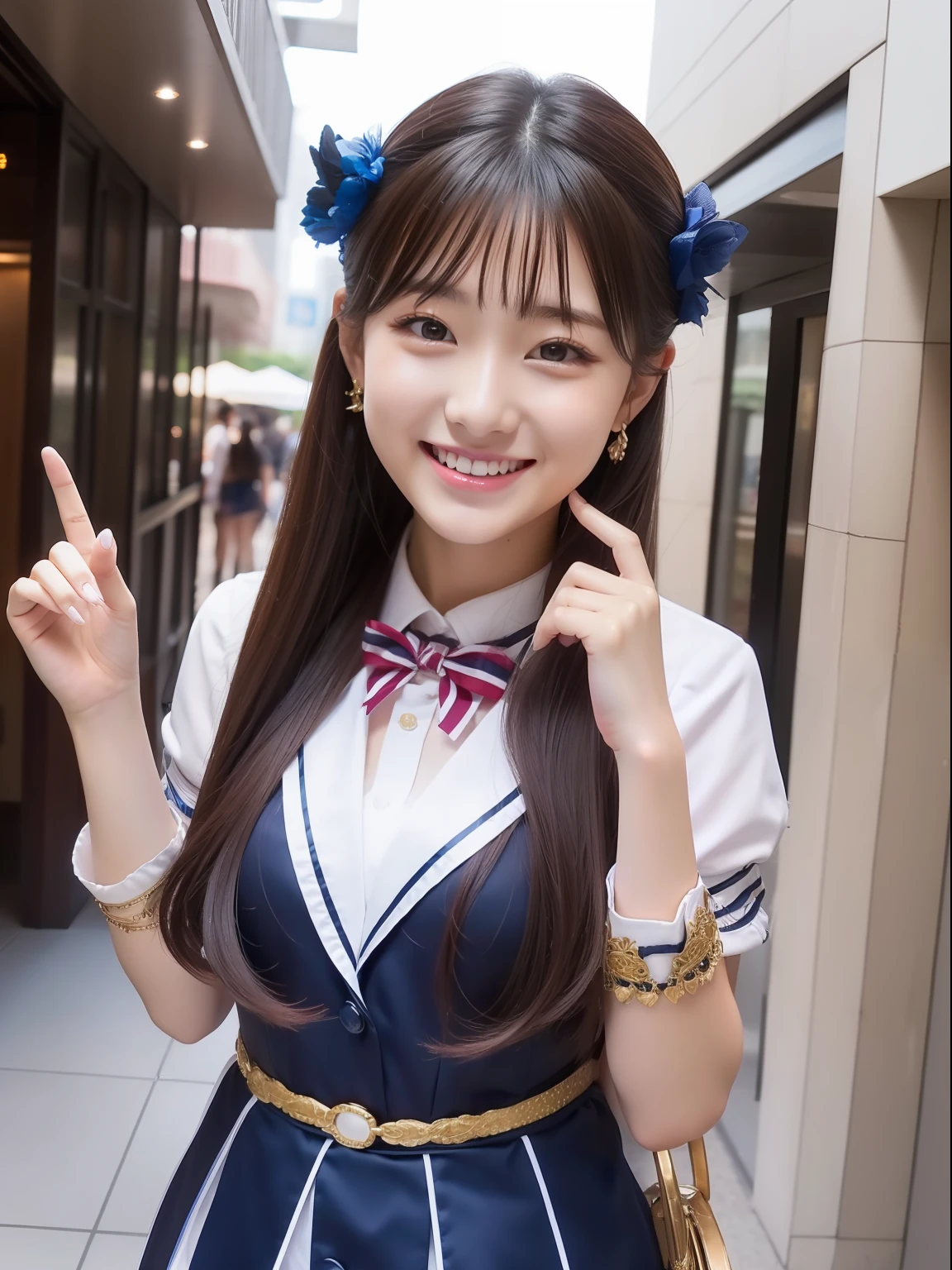 Beautuful Women、18year old、Idol Costumes、Hotel、A smile、80mm、high-detail、