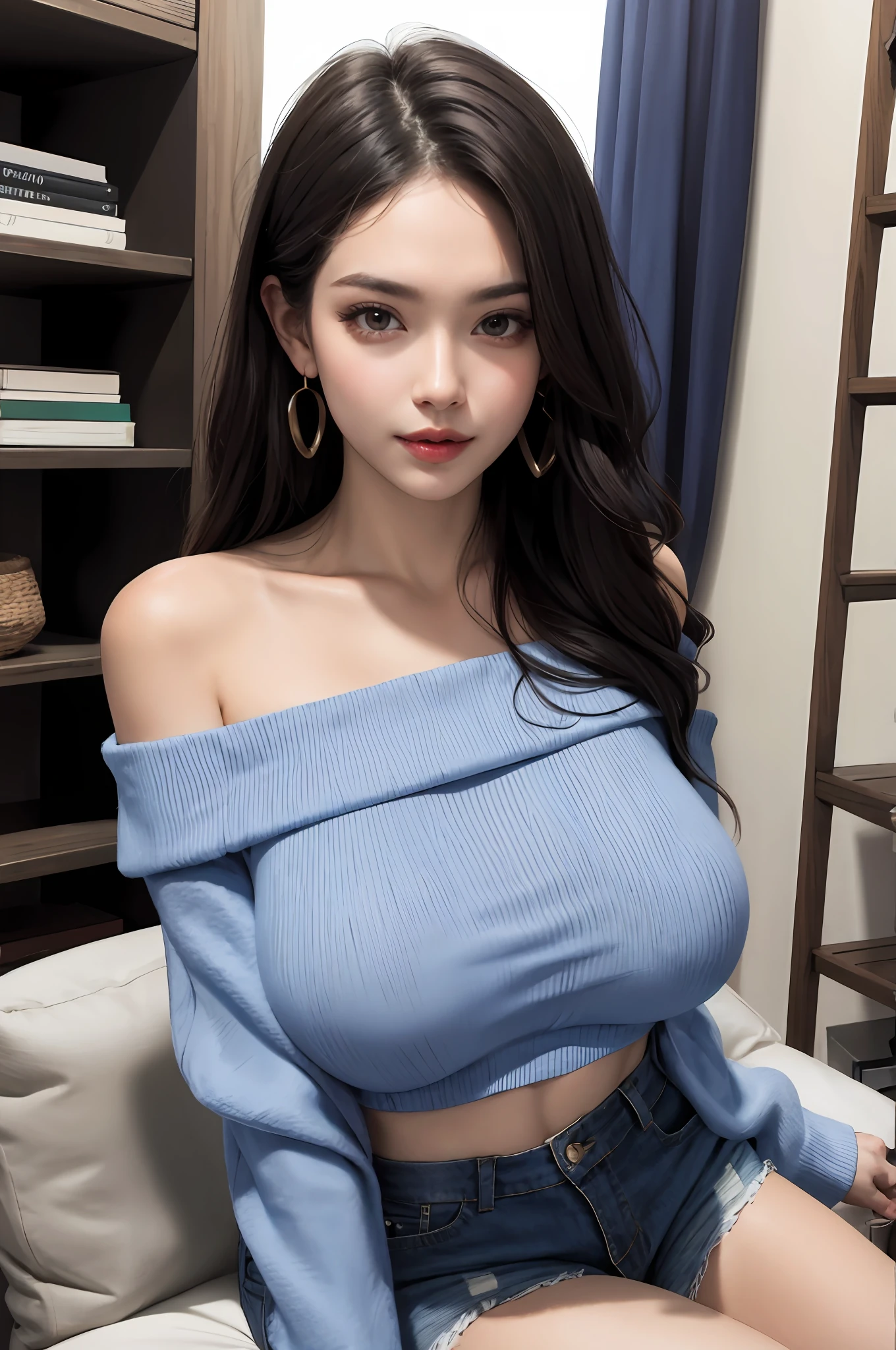 off shoulder top, big boobs, detail body,