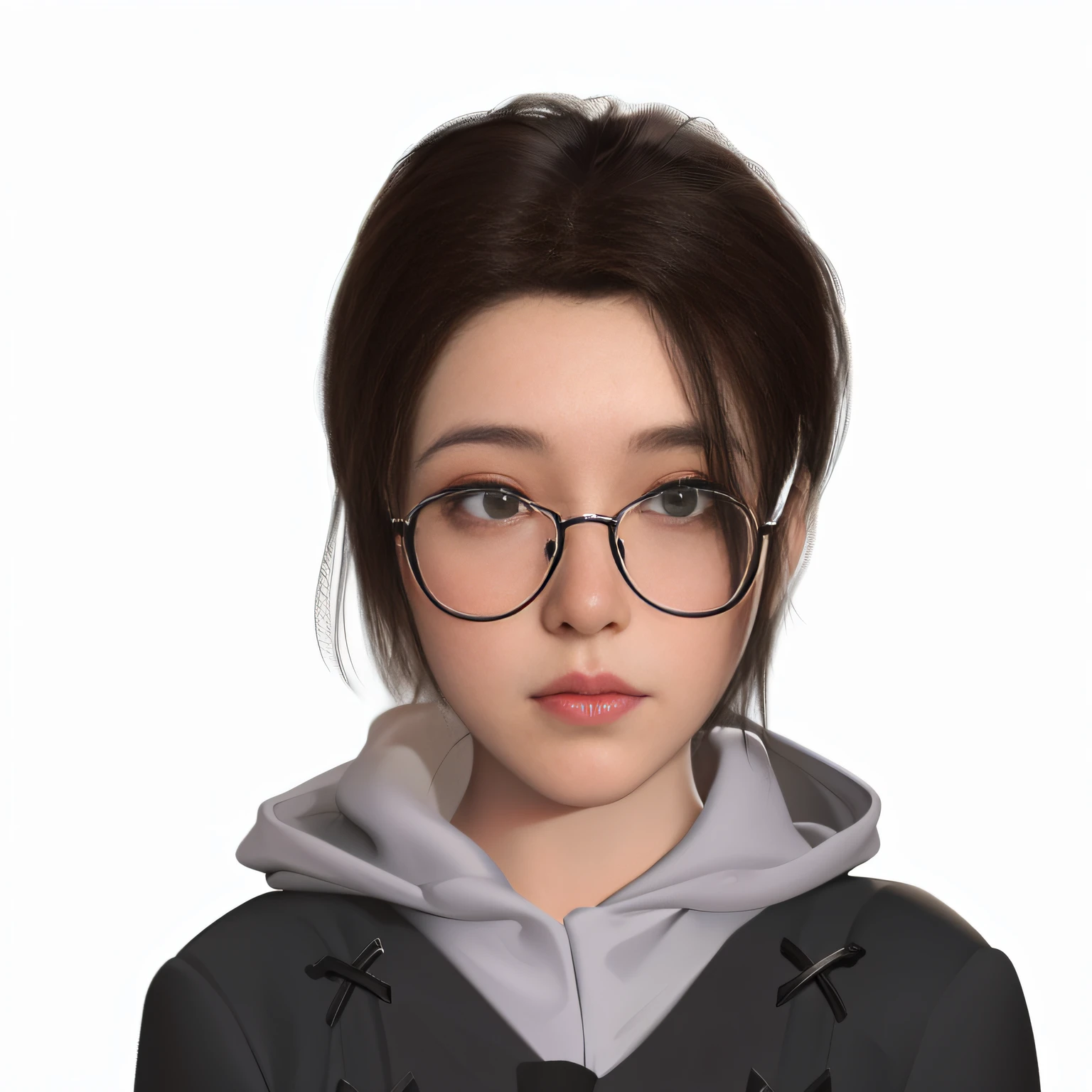 Close-up of a man wearing glasses and a hoodie, 3 d anime realistic, highly detailed character, Realistic anime 3 D style, Rendu portrait 8k, 3d character realistic, realistically rendered face, render of april, photorealistic anime girl rendering, render of a cute 3d anime girl, inspired by Sim Sa-jeong, realistic person, Realistic young anime girl