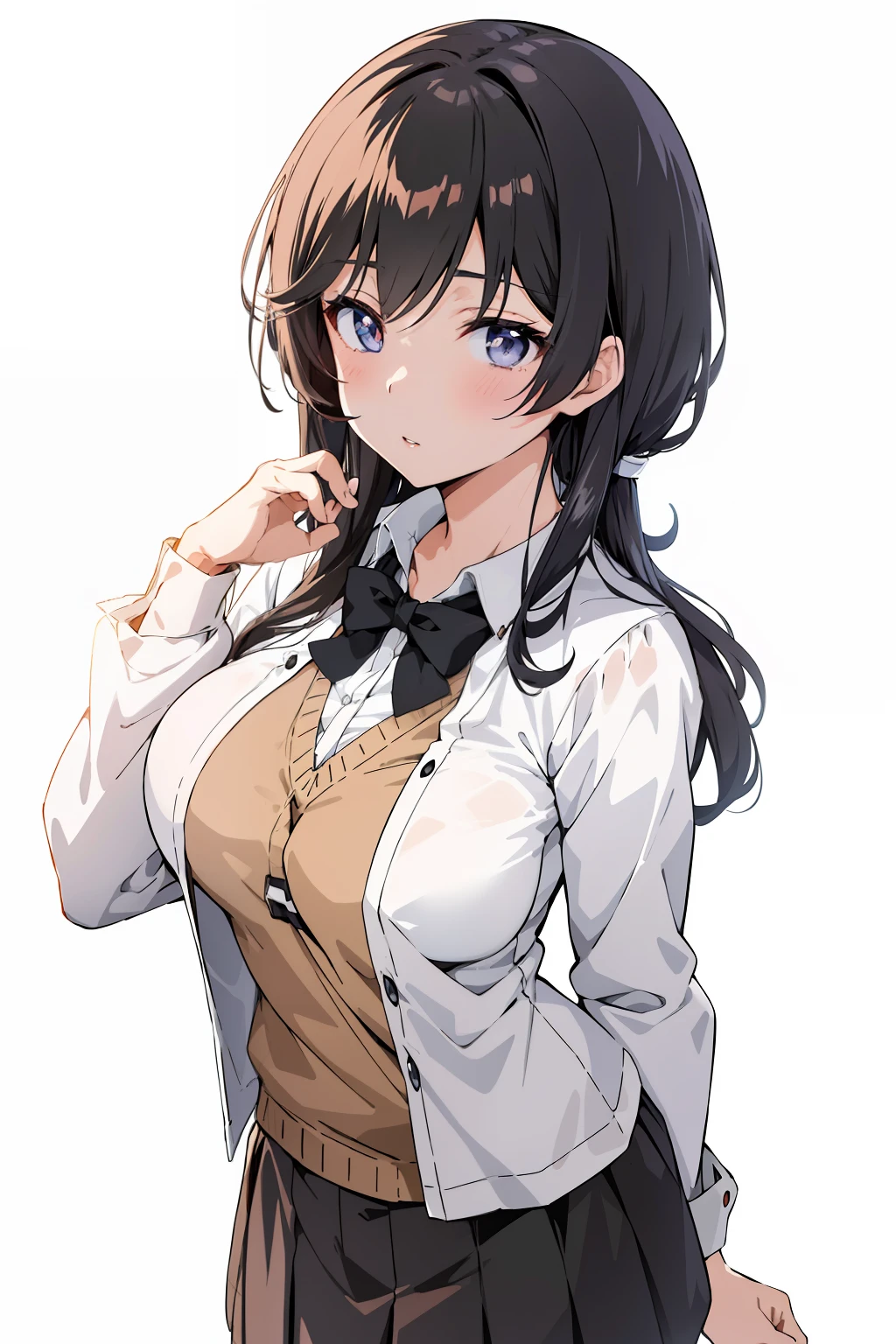 Anime girl with long hair and white shirt and black skirt, anime moe art style, charming anime girls, Seductive Anime Girl, marin kitagawa fanart, Smooth Anime CG Art, beautiful anime high school girl, (Anime Girl), Anime Best Girl, a female anime character, Official art, Anime visuals of cute girls, Kantai Collection Style