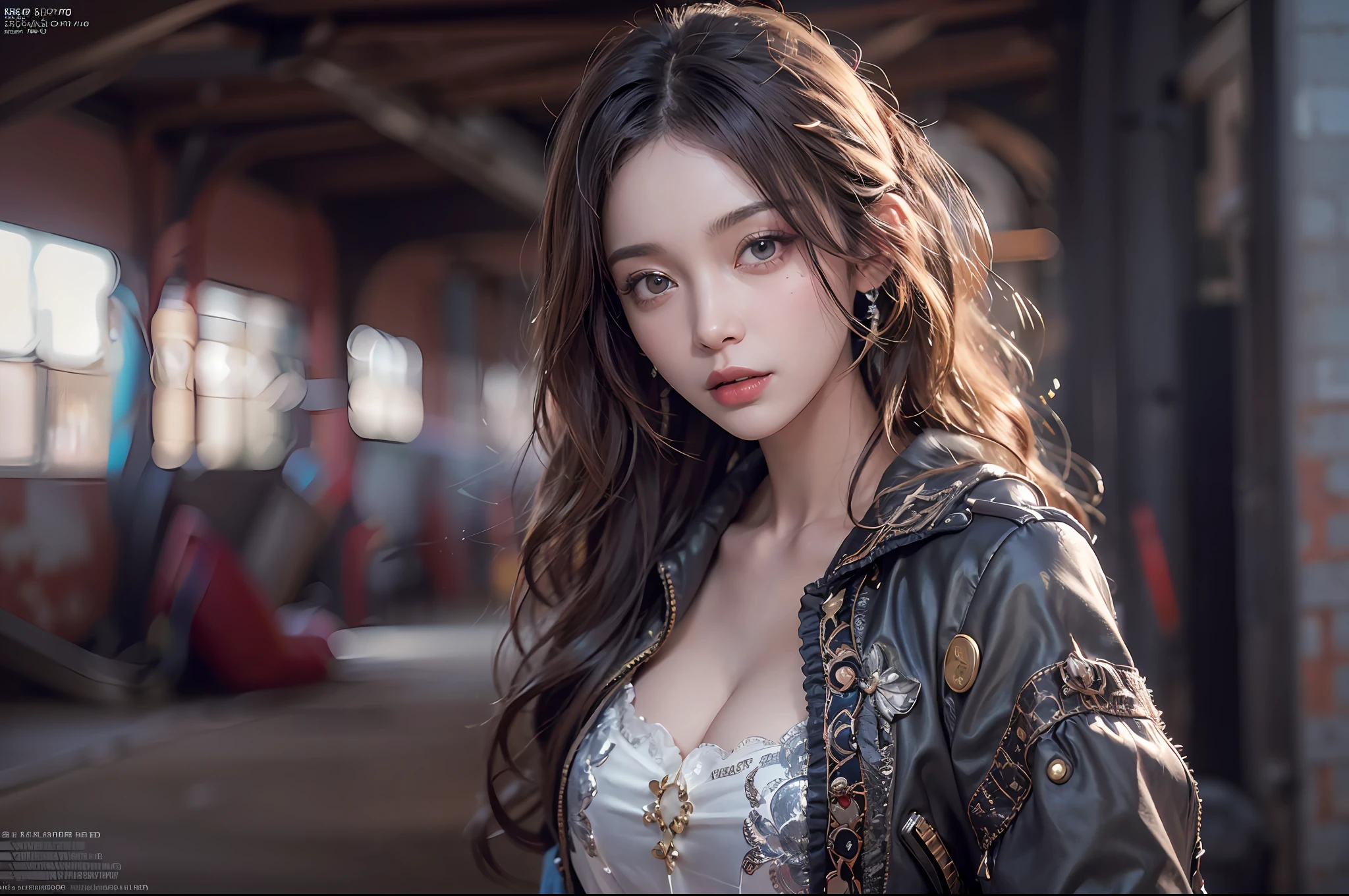 (1girl:1.3), solo, (((extremely detailed face))),(((extremely detailed eyes and face))),beautiful detailed eyes,body-parts__, official art, unified 8k wallpaper, super detailed, beautiful and aesthetic, beautiful, masterpiece, best quality, raw, masterpiece, super fine photo, best quality, super high resolution, photorealistic realism, sunlight, full body portrait, amazing beauty, dynamic pose, delicate face, vibrant eyes, (from the front), she is wearing a super aesthetic outfit, red and black color scheme, ulzzang girl, very detailed abandoned warehouse background, Detailed face, detailed complex busy background, messy, gorgeous, milky white, highly detailed skin, realistic skin details, visible pores, sharp focus, volumetric fog, 8k uhd, DSLR, high quality, film grain, fair skin, photo realism