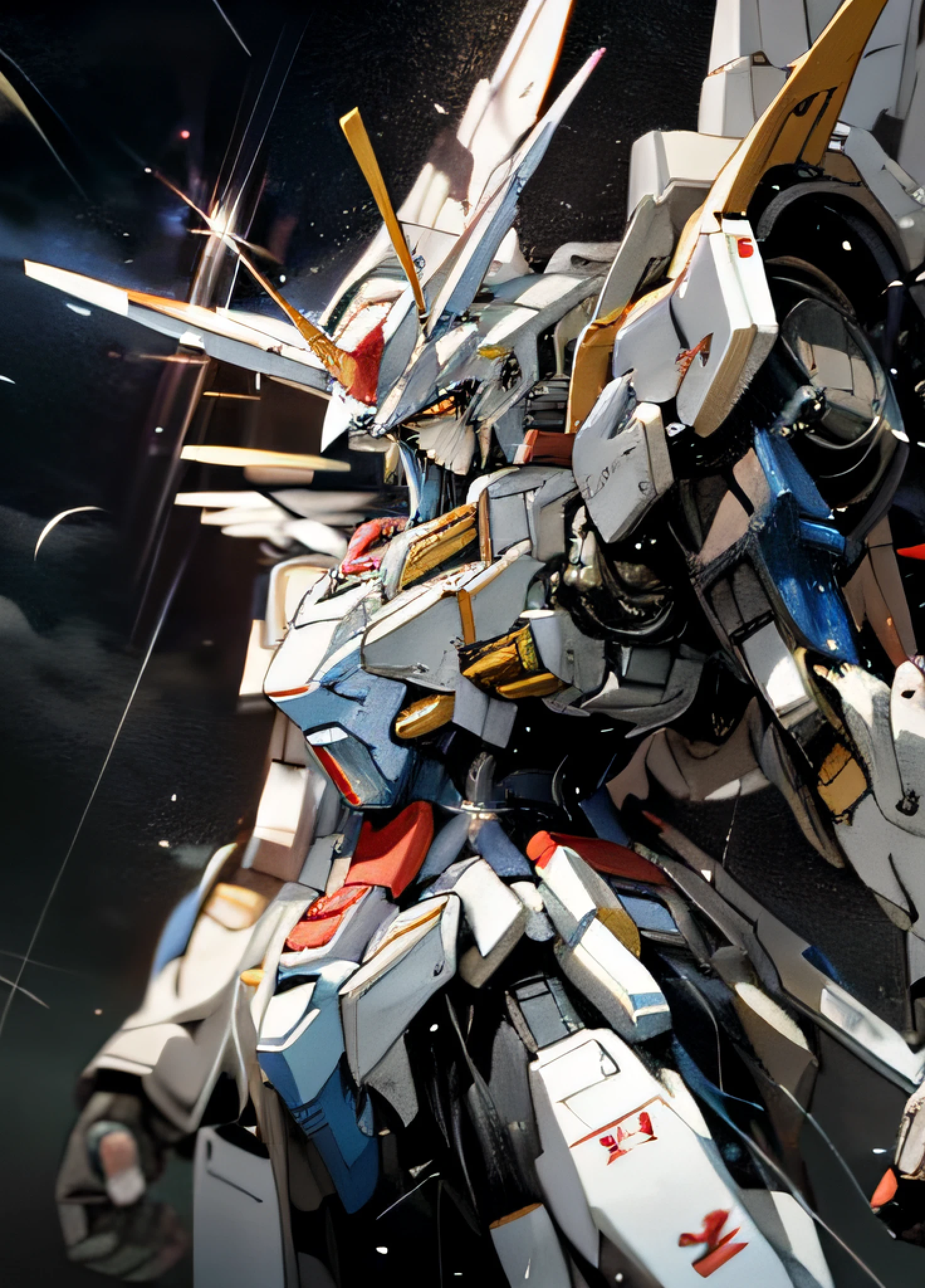 Gundam Gundam Mobile Suit Gundam Angel Gundam in rainy noon