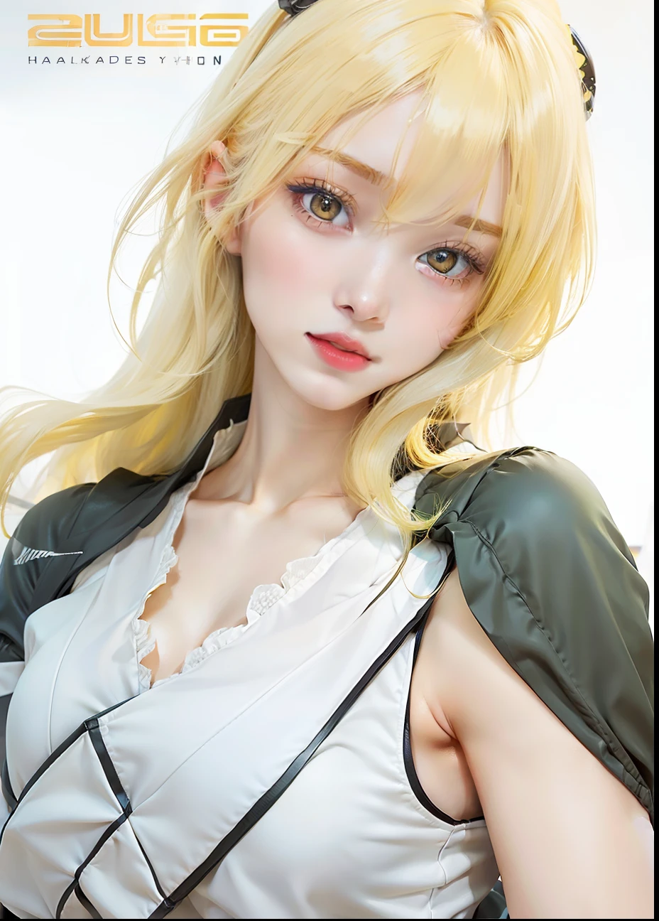 1girl, taunade, yellow hair, long hair, yellow eyes, gray clothes, big breasts, home background, realistic, ultra detail