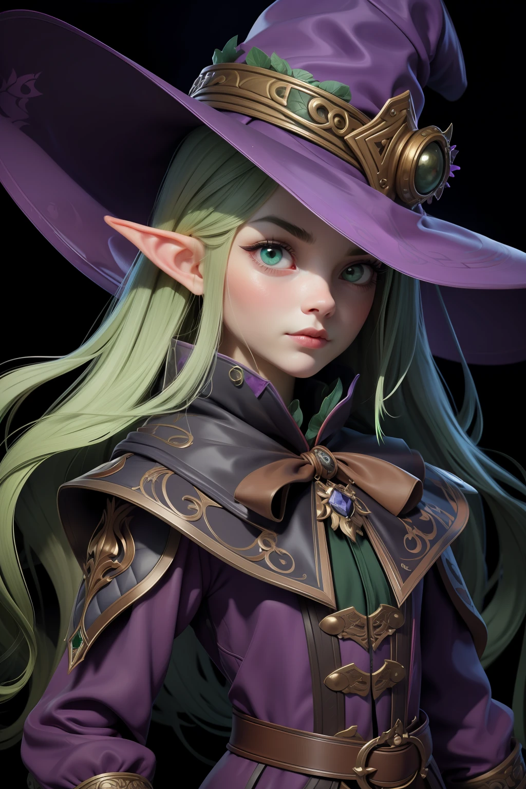 (artwork:1.2),(lineart:1.33),young,1girl,portrait female elf witch in a decaying swamp,close-up,disappointed look,heavy-hat,long-torn-clothes,seductive,(hyperdefined),(inked-art),purple green tones,unusual-angle,cartoon,fantasy victorian aesthetic,complex lighting,(flat colors),ultradetailed,(fine-details:1.2),absurdres, (atmosphere), coherent