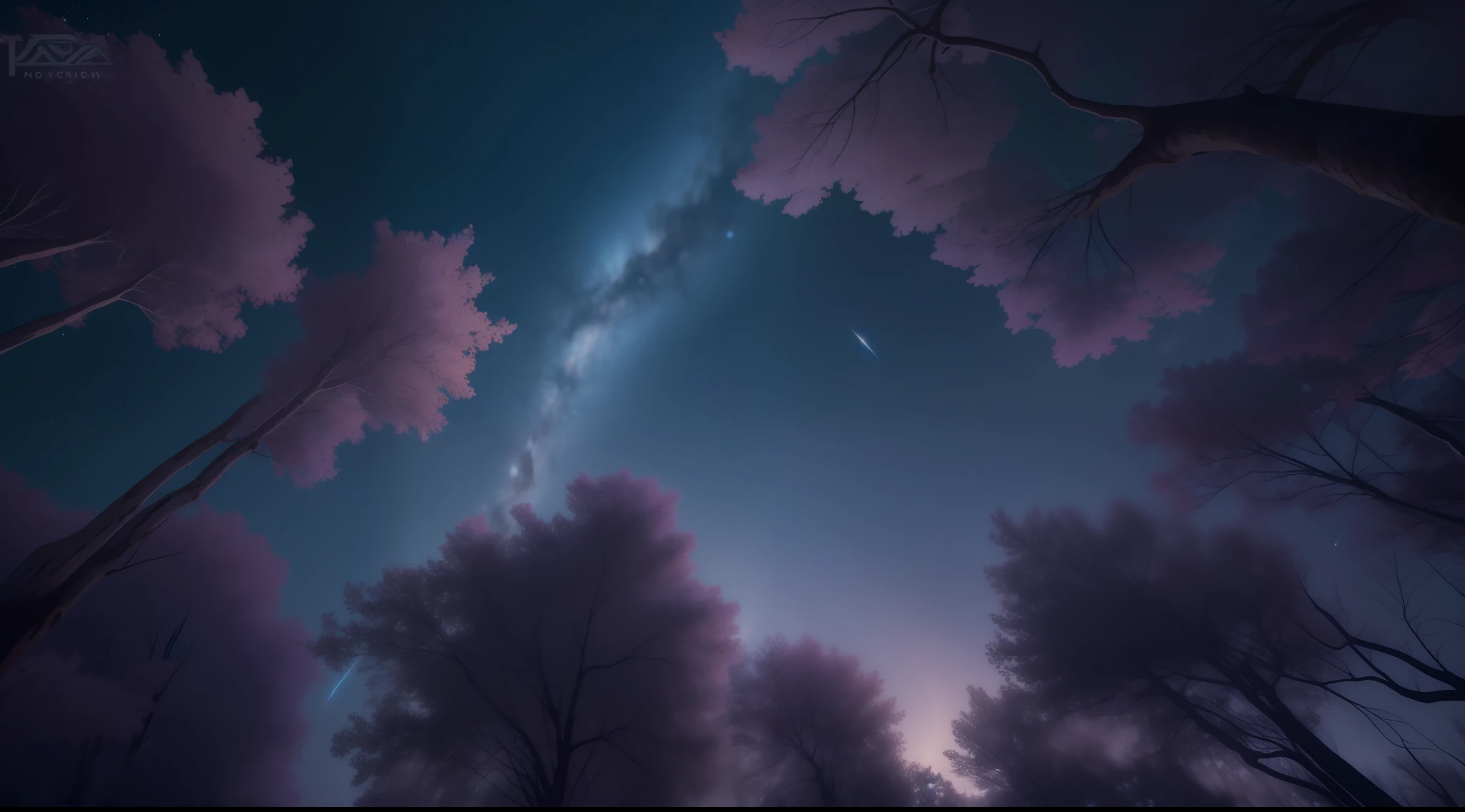 Looking up at the starry sky in the mysterious forest、Very realistic, photograph, Eye-Level Shot, One-person viewpoint, Super Detail, high details, High quality, 8K
