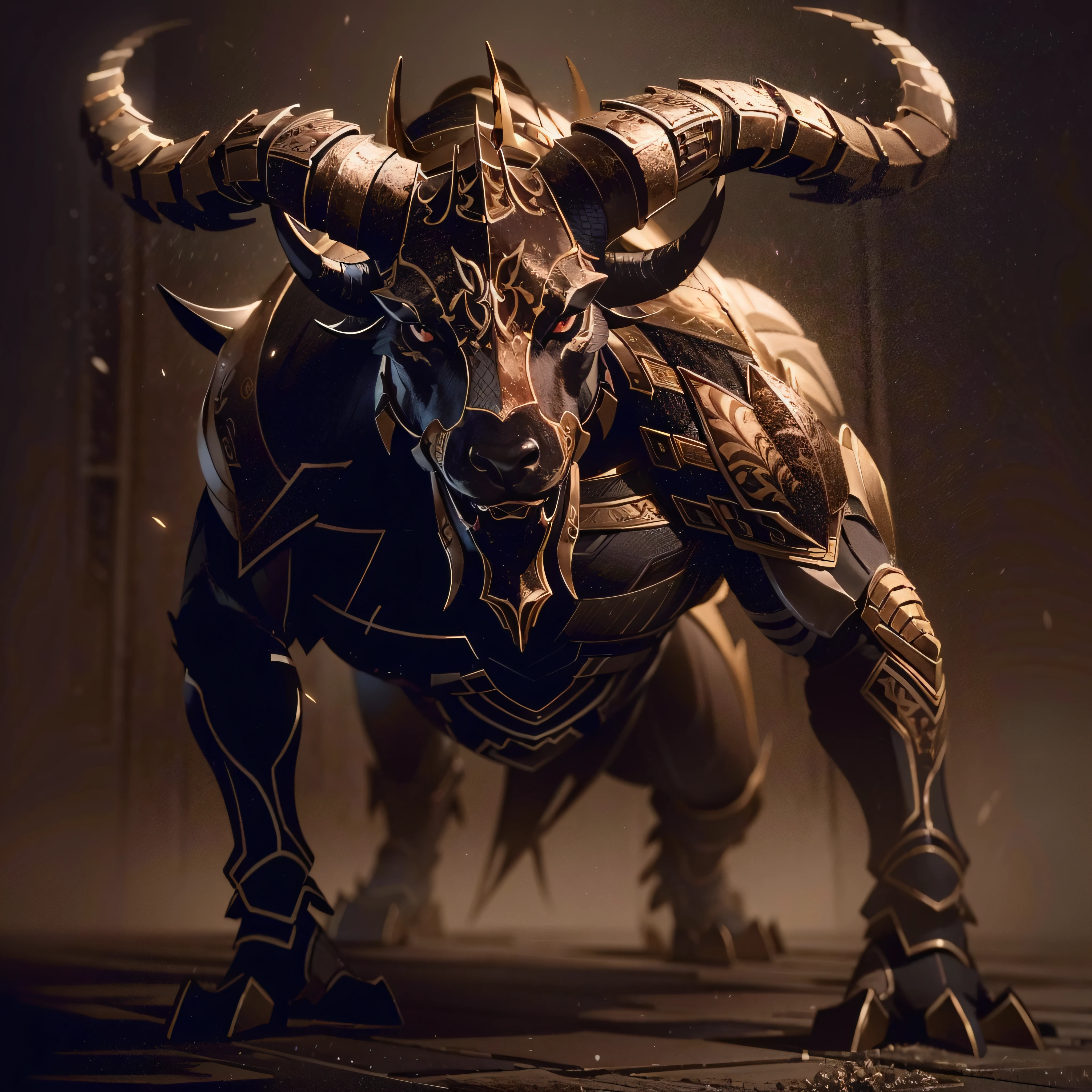 "Create an action-packed portrait of a half-bull creature, Half Scorpio with a perfect body. qualidade superior, detalhes impressionantes, cinematic style and dramatic atmosphere. cinematic lighthing."
