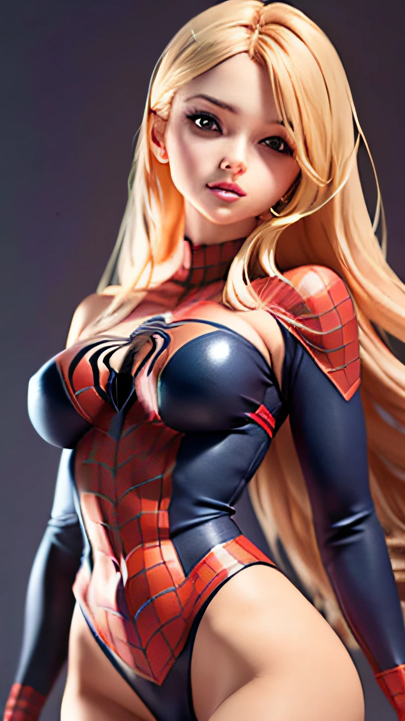 Beautiful woman detailed defined body using spider man cosplay, small breasts
