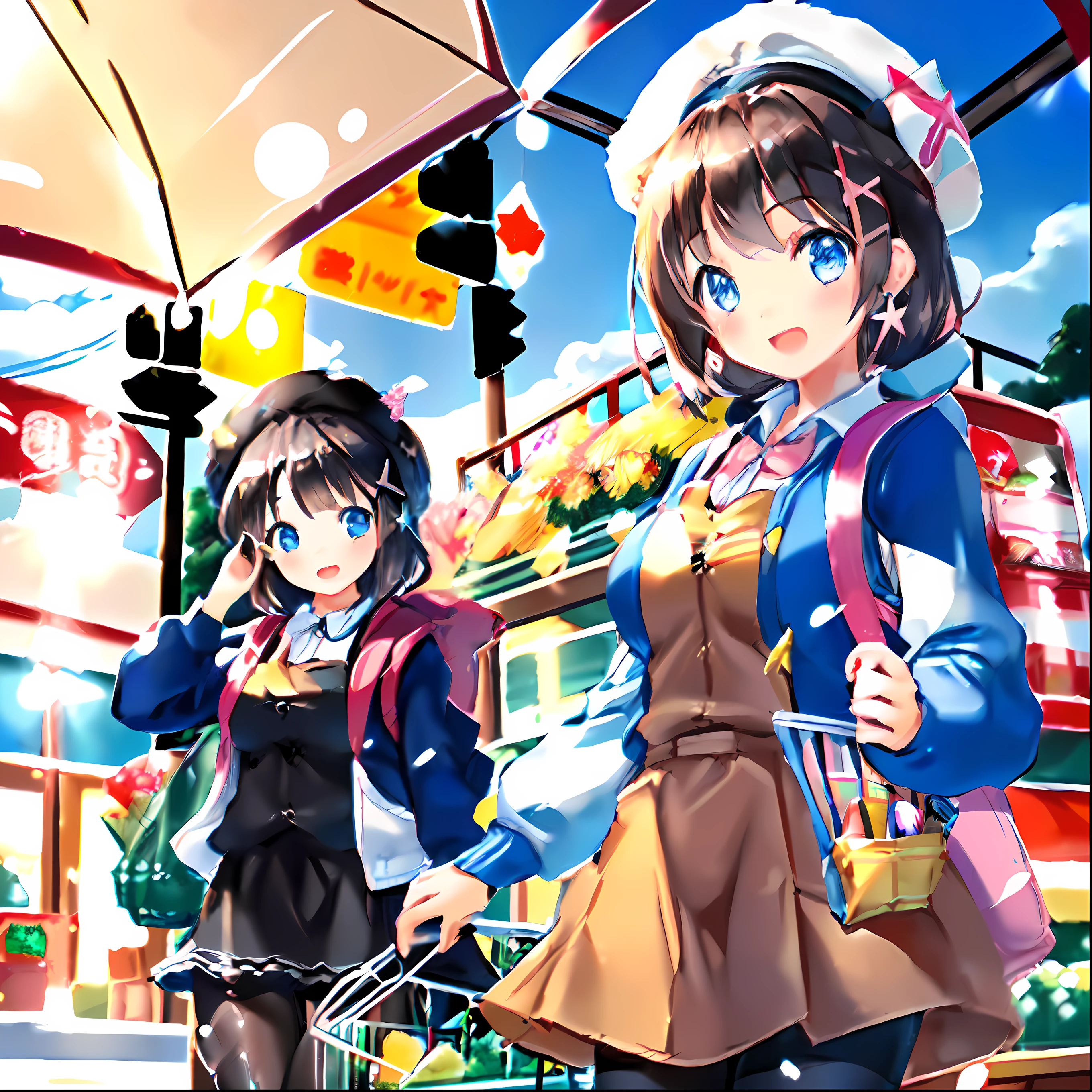 2 girls,(Highly detailed CG Unity 8k wallpaper), (Best Quality), (Super Detail), (Best Illustration), (Best Shadow), POV, Realistic lighting and shading, Natural light, Lens flare effect, (shopping date:1.2), (supermarket:1.5), (several female customers, paying at cash register), 2 girls shake hands each other,morning, AND,
2girls,
(Cute: 1.5), (Chibi: 0. 8), (Kawaii: 1.5), (: 0. 5), BREAK, ((17 year old girl), very detailed, colorful, best detail, BREAK, (large breasts: 1. 2,), clear skin, beautiful skin, shy, 1 beautiful girl, ( brown hair,cat ears, pony tail, medium long hair: 1. 2), (light blue eyes, long eyelashes, double eyelids: 1.2), solo, glowing skin, BREAK, (skirt-by-the-way, mini skirt, black pantyhose: 1.2), (sleeveless, sleeveless shirt, red shirt: 1.2), (star-shaped earrings: 1.1), (lace catsuit: 1.0), (cute accessories: 1. 3),
AND,
2girls,
(Cute:1.5),(Chibi:0.8), (kawaii:1.5),(Lori:0.5), BREAK, ((girl, Cute, Cheerful, Lolie, slightly bulging chest,(black hair,Disheveled short bob,tareme:1.2), gleaming skin, Stuffed rabbit,BREAK,(rucksack:1.2), (white shirt,Pink cardigan, :1.2), (White rabbit ear headband:1.0), (Black sneakers:1.0), (jewely, brooches,star-shaped earring:1.1), (beret, X Hair ornament:1.3), (vertical-striped skirt, Striped pantyhose:1.1),