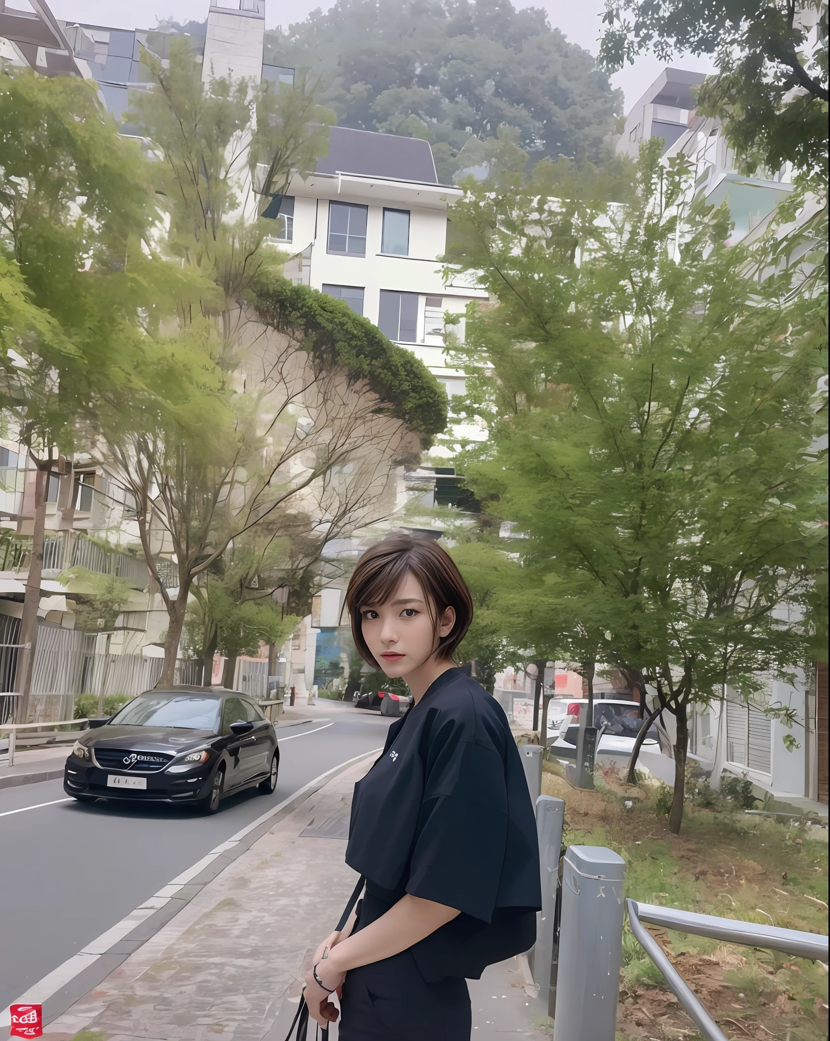 ((Top Quality, 8k, Masterpiece: 1.3)), Sharp Focus: 1.2, Perfect Body, Slender Abs: 1.2, (Layered Haircut, Big: 1.8), (Street: 1.2), Highly Detailed Face and Skin Texture, Detailed Eyes, Double Eyelids, Bokeh,