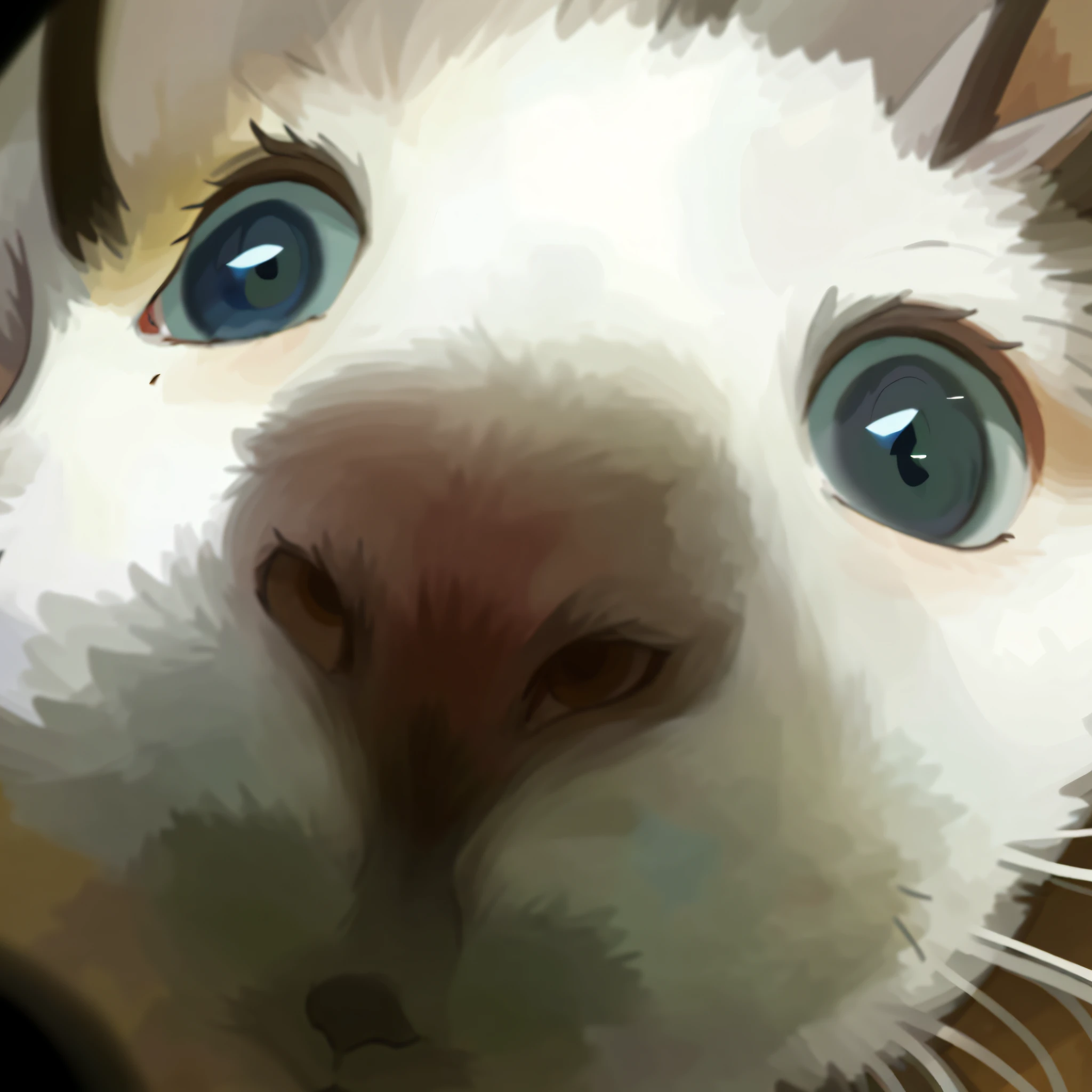There was a cat with big blue eyes looking up, looking up at camera, looking up at camera, look straight at the camera, staring right into camera, look straight at the camera, looking at the camera in, look straight at the camera, looks into camera, staring right into camera, close up cat, look straight at the camera, extremely close shot