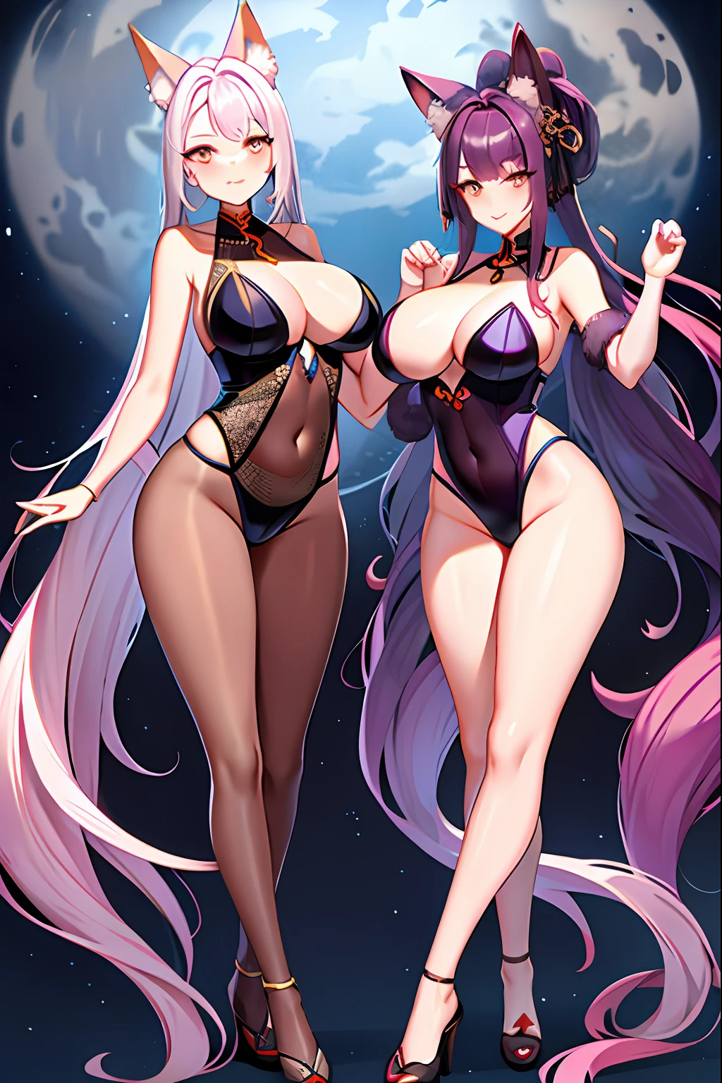 Sudaji，fox ear，fox tails，Gorgeous costumes of women of the Shang Dynasty，classical beauty，Seductive makeup，Tall figure