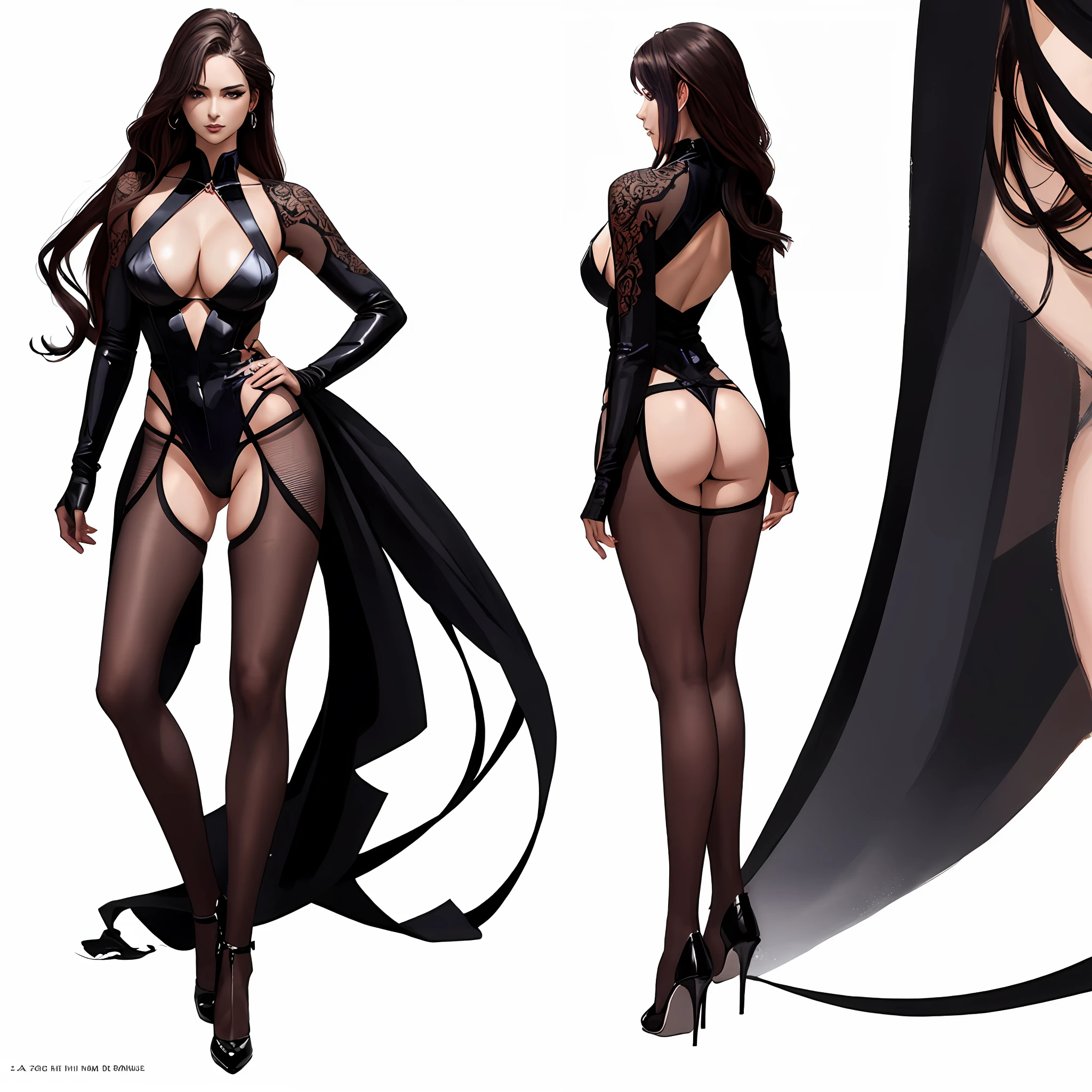 Illustration art,Whole body movement,Sexy woman in sexy clothes,murderess,Very cool facial expression,the sideview,with his back to the viewer,Gorgeous background,Great erotic art,painting art,Sexy art,Detailed body part details,long leges,Inspired by J.c.Ryan Decker,Epic European and American illustrations,Tall,The whole body is evenly sexy