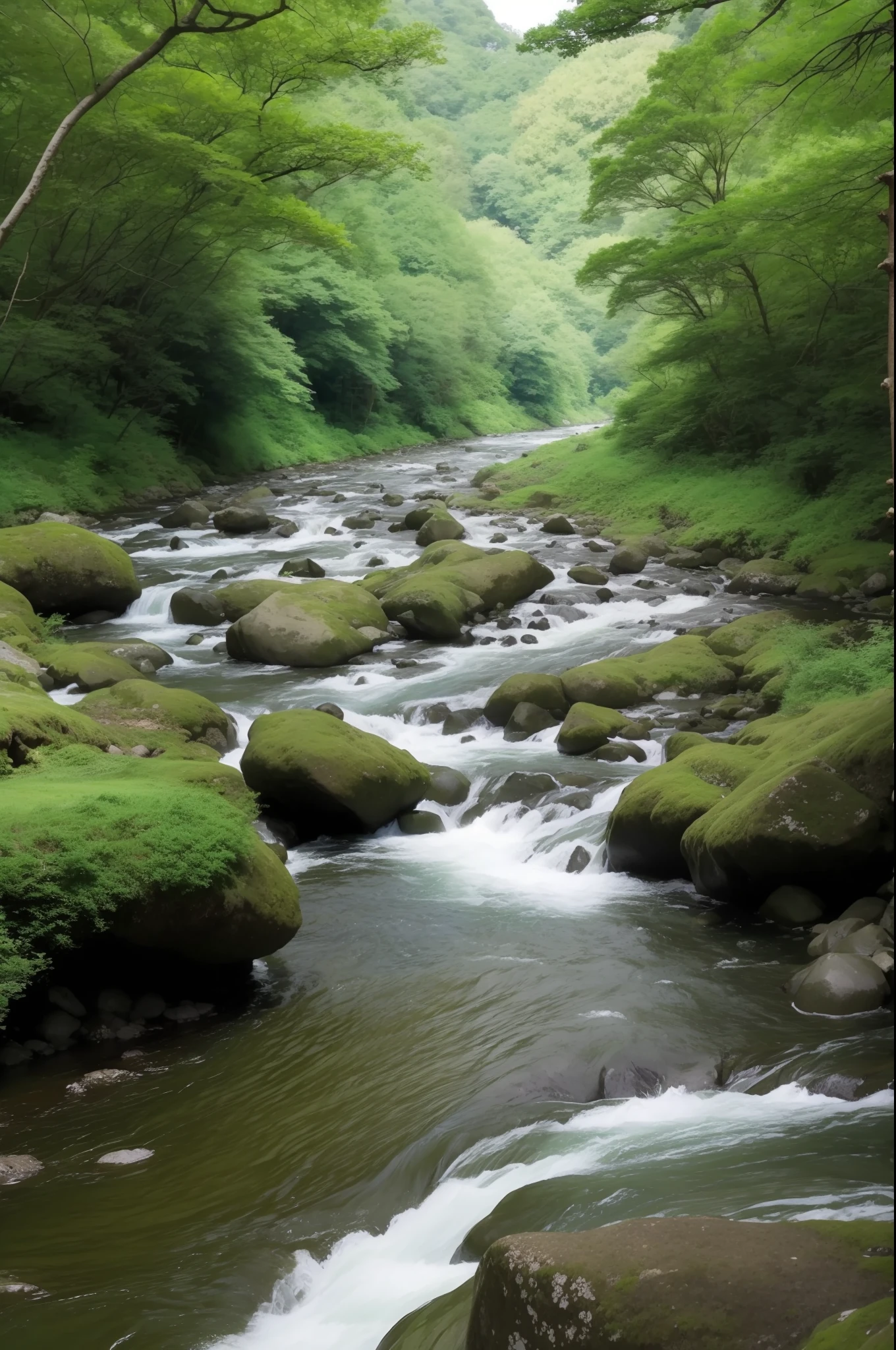 there is a river running through a rocky area with trees, river with stunning water, gunma prefecture, a river flowing with waterfall, japan nature, scenic view of river, mysterious canyon streams, river in a forest, vibrant water river, river stream, green waters, forest and river, with waterfalls and river, japan, majestic nature scenery, yoshifumi ushima