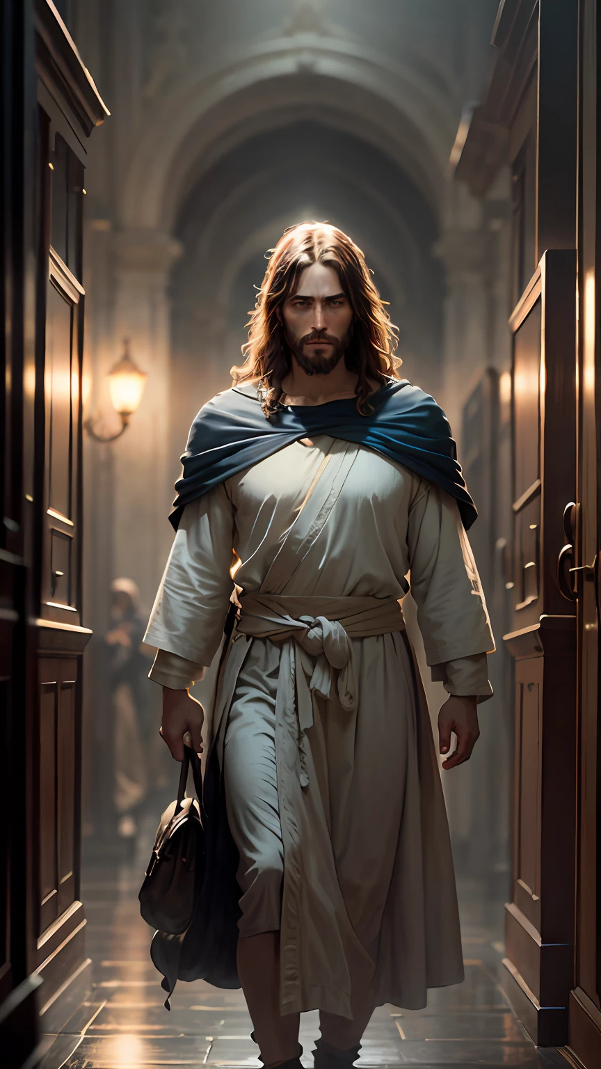 JESUS CHRIST near Noah's ark dark photo: realistic epic, soft cinematic portrait, adobe lightroom, photographic laboratory, highly detailed, faded, art by greg rutkowski and artgerm, neutral colors: 1.2), (hdr: 1.4), (soft colors:1.2), hyperdetailed, (artstation:1.4), cinematic, warm lights, dramatic light, (intricate details:1.1), complex background, (rutkowski:0.66), (blue and orange:0.4). 1man