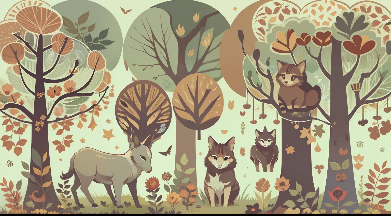 clipart, bosque encantado, tema infantil, raposa