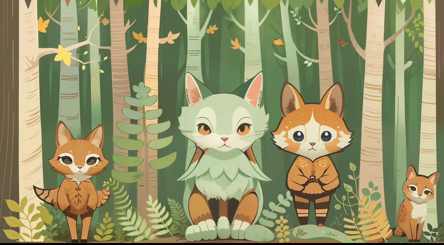 clipart, bosque encantado, tema infantil, raposa