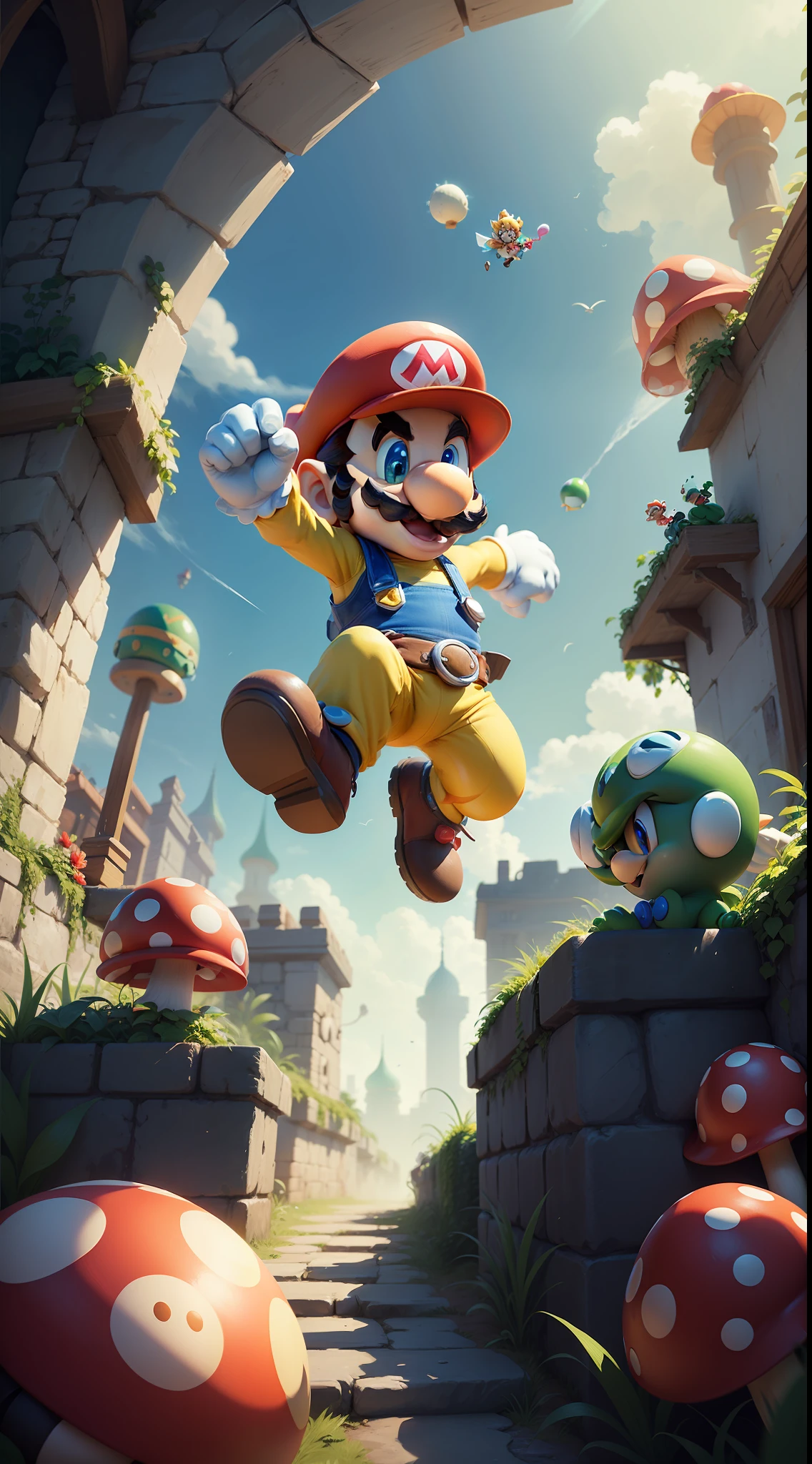 In the enchanting realm of Super Mario, embark on a delightful journey as the iconic plumber, Mario, ventures through diverse worlds and levels in his quest to rescue Princess Peach from the clutches of the mischievous Bowser.
Detail the vibrant and imaginative landscapes of the Mushroom Kingdom, from lush green plains to towering castles, each level presenting unique challenges and surprises. How does the captivating design of the game's environments create an immersive experience for players?
Describe Mario's remarkable abilities, such as jumping, running, and power-ups like the Super Mushroom, Fire Flower, and Starman. How do these mechanics enhance the gameplay and empower players to overcome obstacles?
Narrate the joyful encounters with colorful characters like Toad, Yoshi, and Luigi, who offer assistance, guidance, and a sense of camaraderie throughout Mario's adventures.
Illustrate the thrill of facing Bowser and his cunning minions, from Goombas and Koopas to the menacing Boom Boom and Bowser Jr. How do epic boss battles add a climactic element to the gameplay?
Highlight the iconic sound effects and catchy music that have become synonymous with Super Mario, enriching the overall experience and creating a sense of nostalgia for long-time fans.
Celebrate the enduring legacy of Super Mario, as it continues to captivate generations of players worldwide and remains a beloved symbol of the gaming industry.
Sum up the magic of Super Mario, where joy, excitement, and imagination converge in a timeless gaming masterpiece that has left an indelible mark on the hearts of millions of players around the globe.