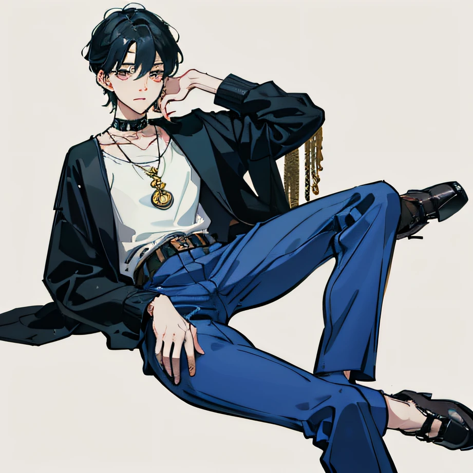4K,realisticlying,satirize,Very meticulous,Libido boy,The clothes are soft,wearing pants,25 age old,full bodyesbian,Wear Gucci shoes,choker necklace