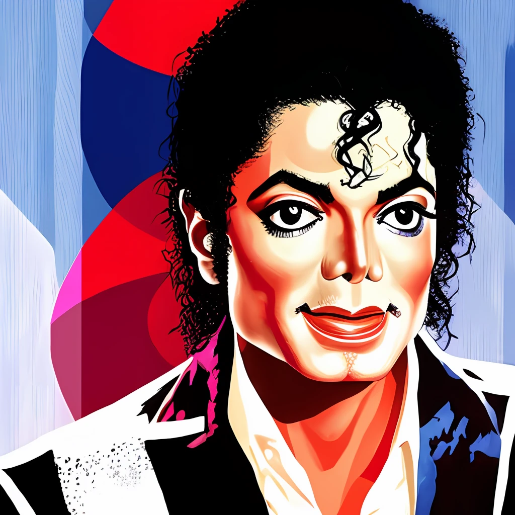 Retrato de ( Michael Jackson) em estilo Roypop, arte digital, trending in artstation, altamente detalhado, detalhes finos, intrincado