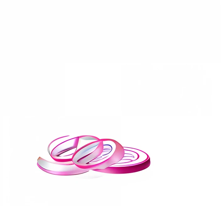 Three onions and two onion rings on white background, Extra chopped onions, absurderes, author:Ei-Q, Two onion rings, author:David Ruby,Cut the onion,A whole onion,Cut the onion well,Three onion rings illustration