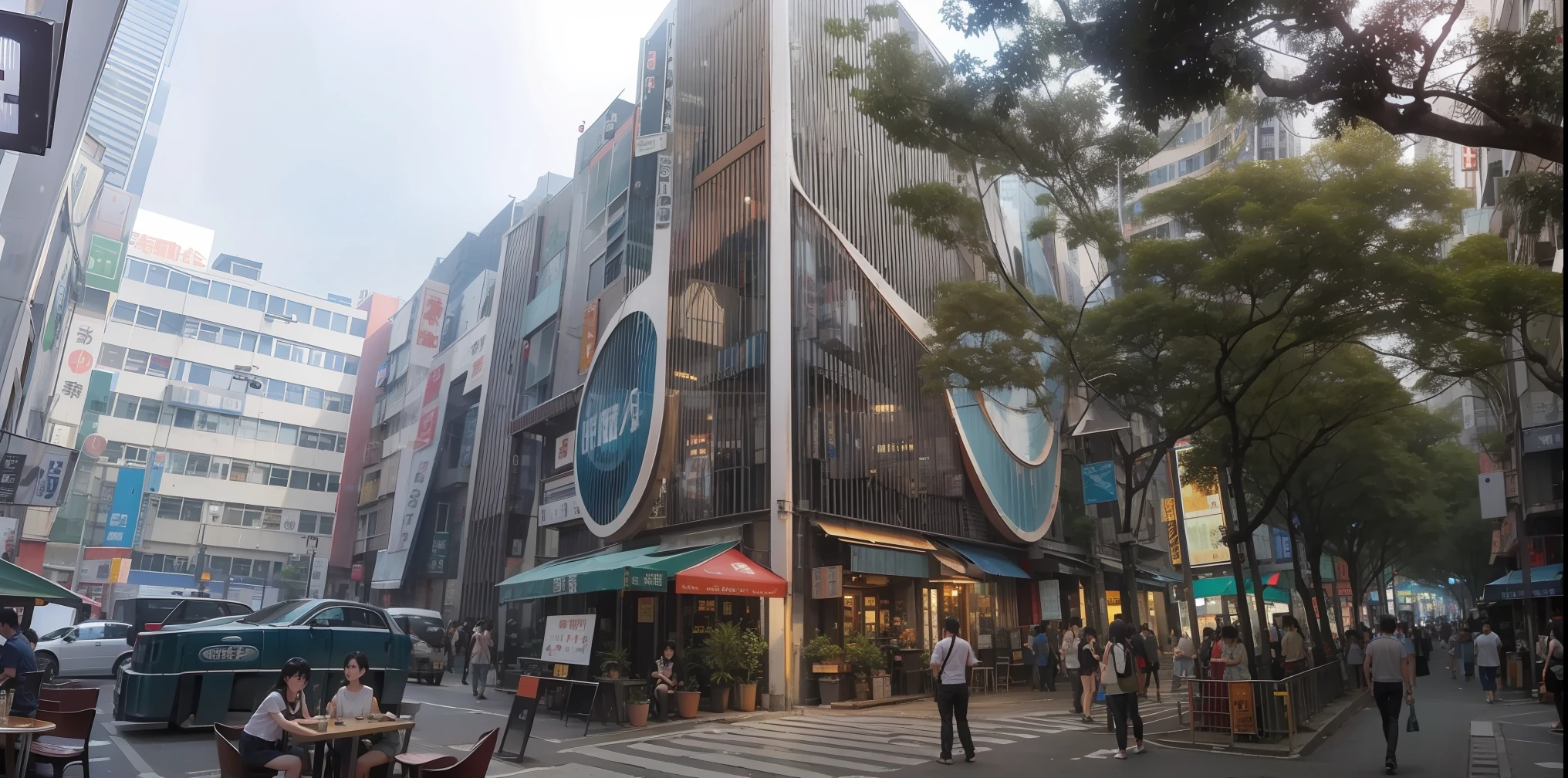 On the bustling streets of Hong Kong,There are lively bars and coffee shops,It attracts many tourists。