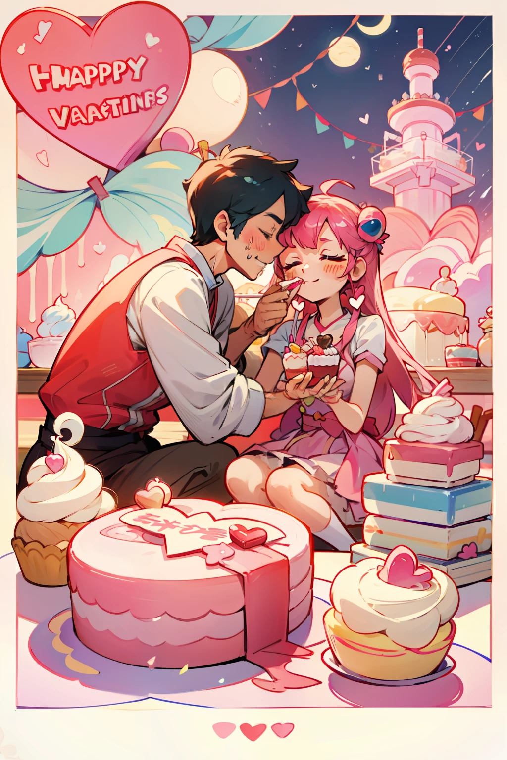 Tanabata，cake shop，Activities，poster for，love heart，Dessert，Being in love，Valentine's Day
