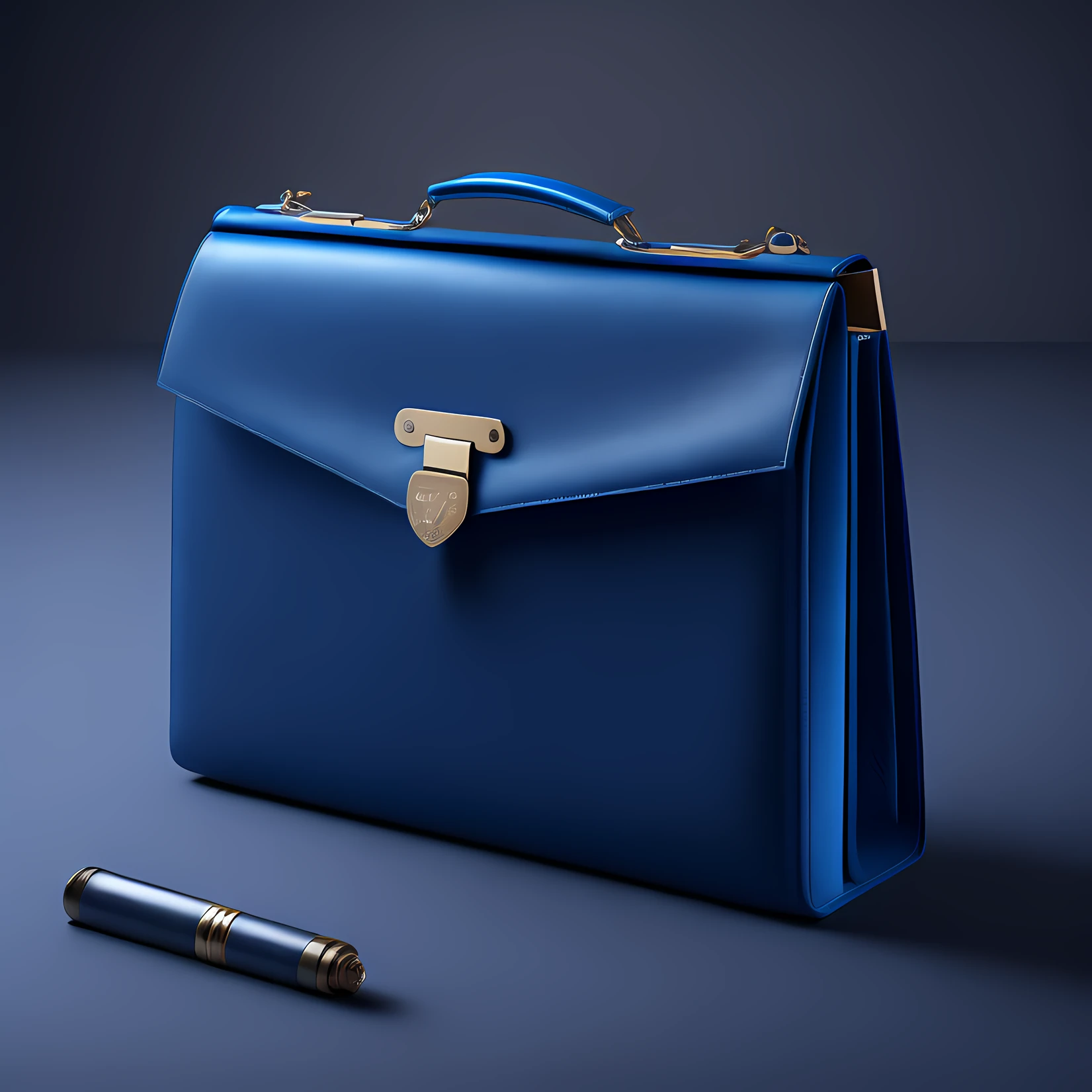 On the table there is a blue file bag with leather, product design shot,Close-up Shot Shot，luxury journal cover, Product rendering, product design render, 3 d product render, GRAPHITE, elegant render, semi - realistic render, exquisite and smooth details, packaging lens, briefcase, author：Matthias Wescher,Natural light and shadow