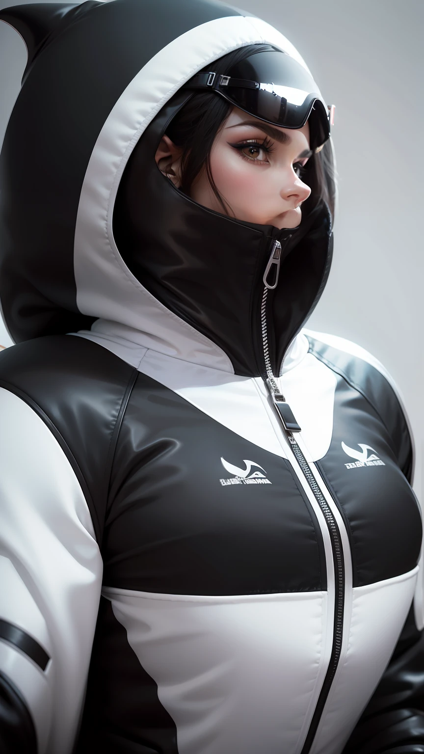 Jaqueta bomber de luxo, preta e branca, jaqueta com um design de uma baleia orca,