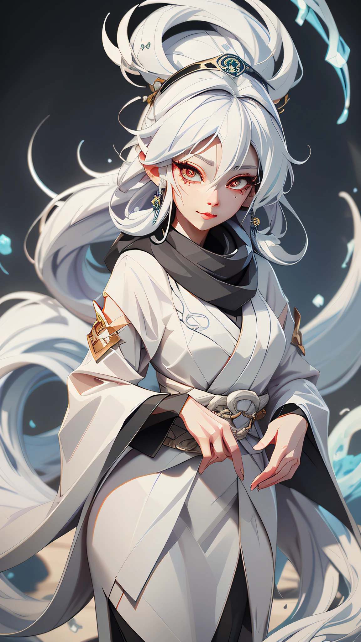 a close up of a woman with a white hair and a black scarf, a character portrait by Yang J, pixiv contest winner, fantasy art, white haired deity, beautiful character painting, artwork in the style of guweiz, the piercing stare of yuki onna, guweiz, with white long hair, with long white hair, flowing hair and long robes